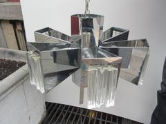 Lightolier Chrome Chandelier with Crystals