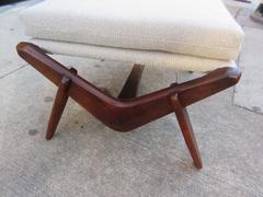 Walnut and Upholstered Stool
