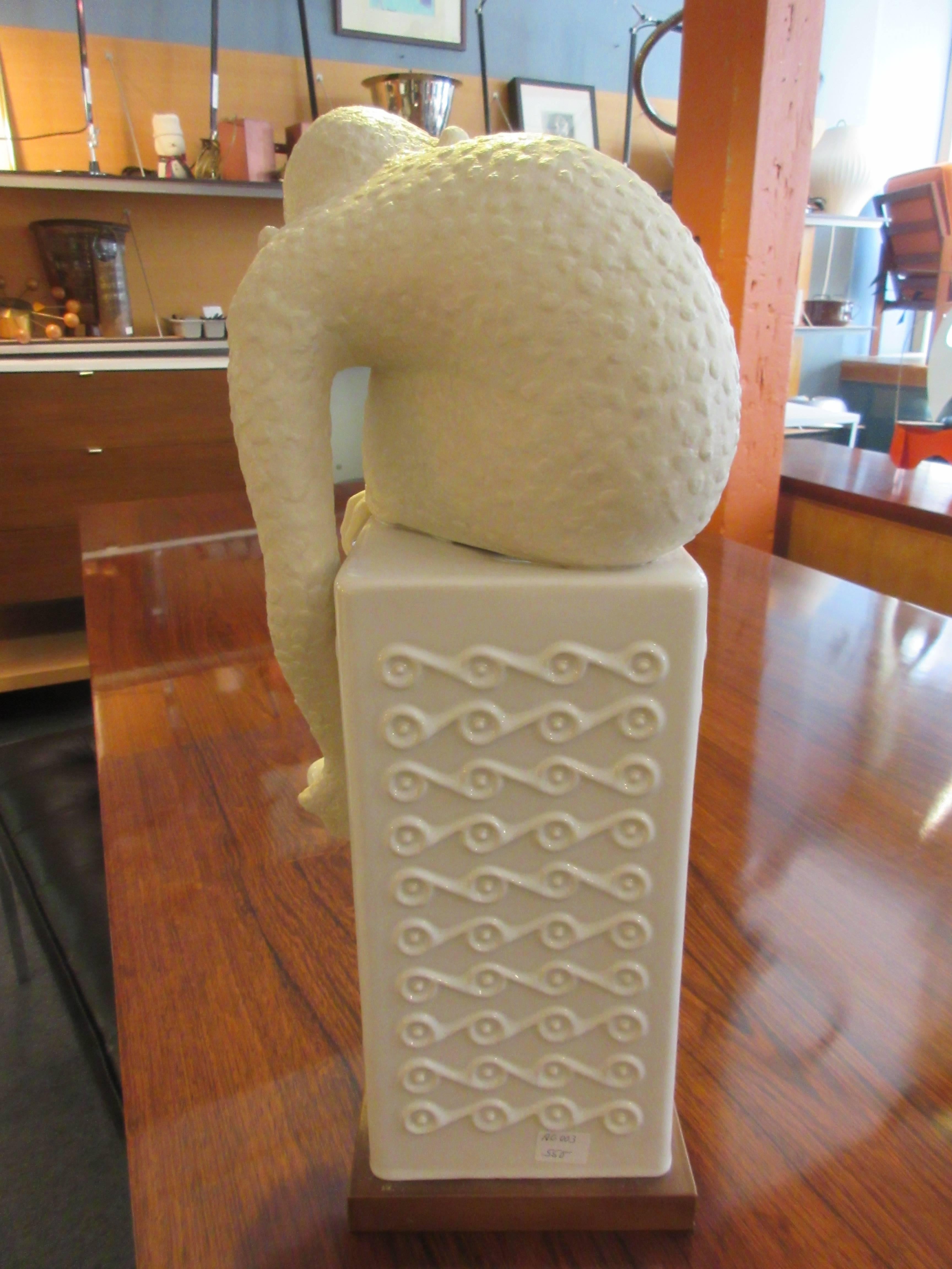 Mid-Century Modern Porcelain Spider Monkey with Pomegranates