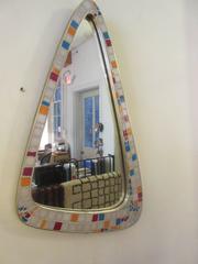 Belgian Tile Mirror with Brass Trim