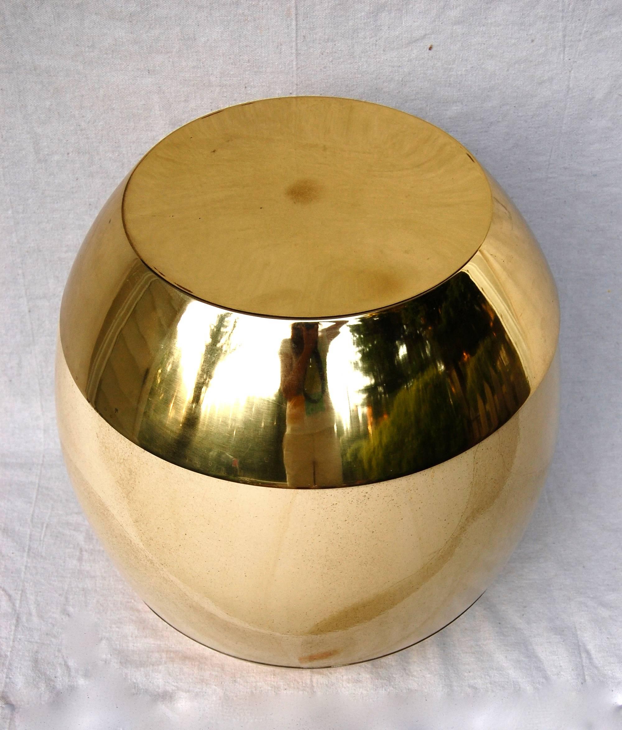 Mid-Century Modern Occasional Table in the Style of Karl Springer/ Lacquer and Brass