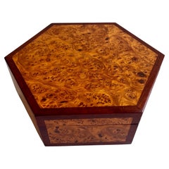 Scatola decorativa esagonale in Wood Wood e pelle di Evert Sodergren, 1980