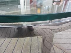 1970s Glass and Chrome Round Coffee Table