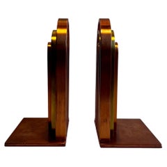 Pair of Machine Age Art Deco Copper & Brass Bookends by Walter Von Nessen