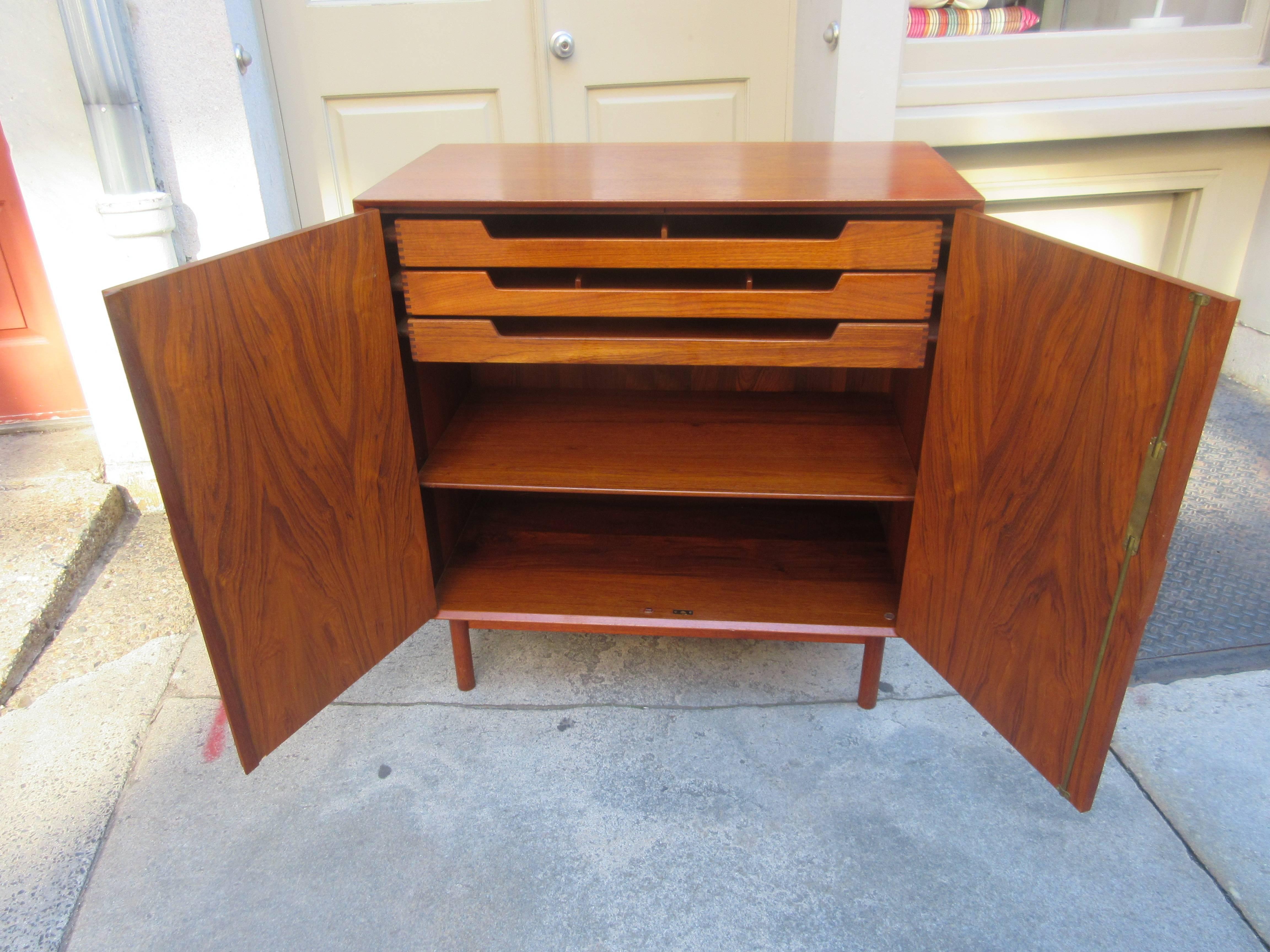 Mid-Century Modern Peter Hvidt Solid Teak Two-Door Cabinet