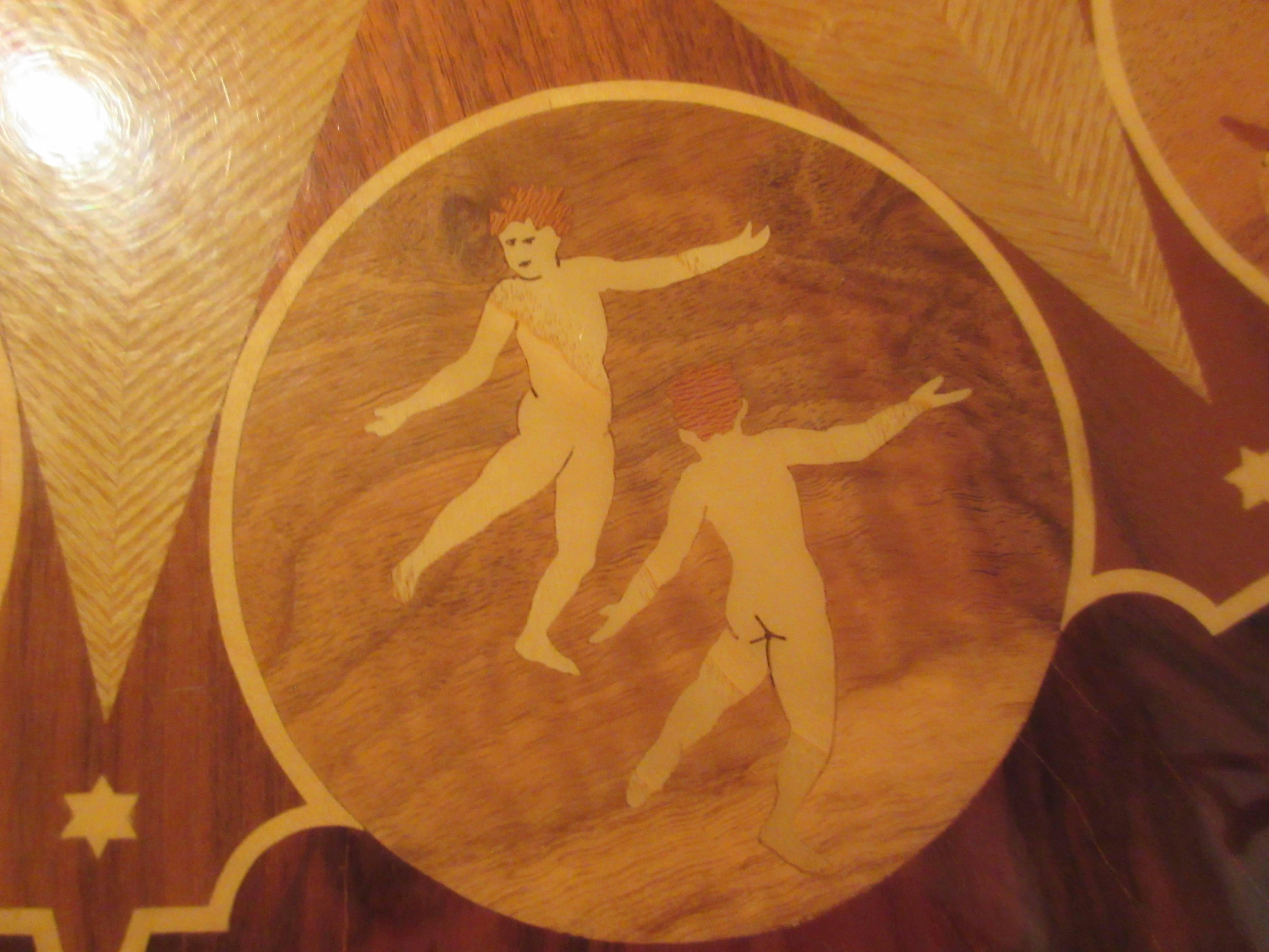 Mid-20th Century German Inlaid Marquetry Zodiac Table