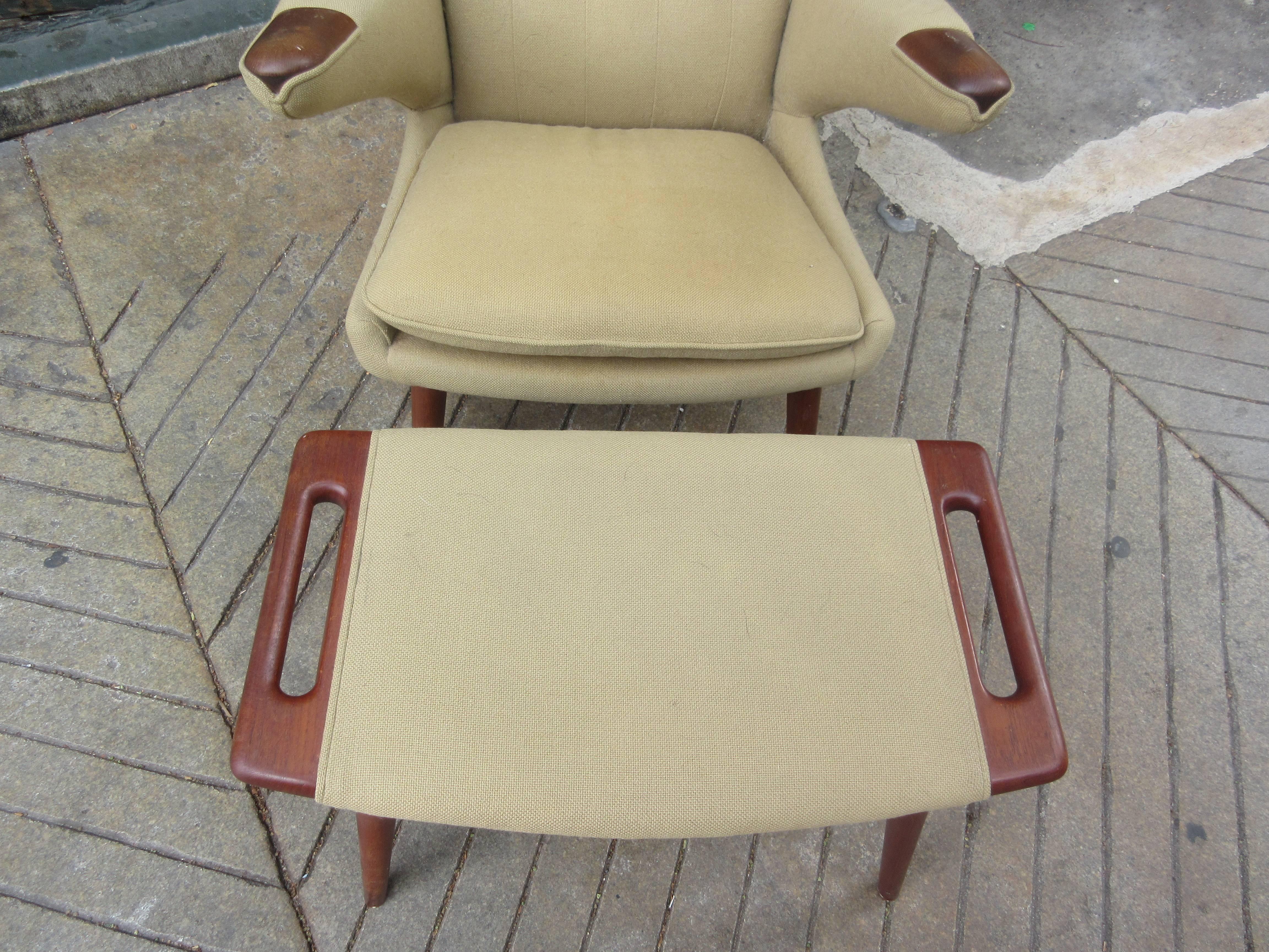 Danish Hans Wegner Papa Bear Chair and Ottoman by A.P. Stolen