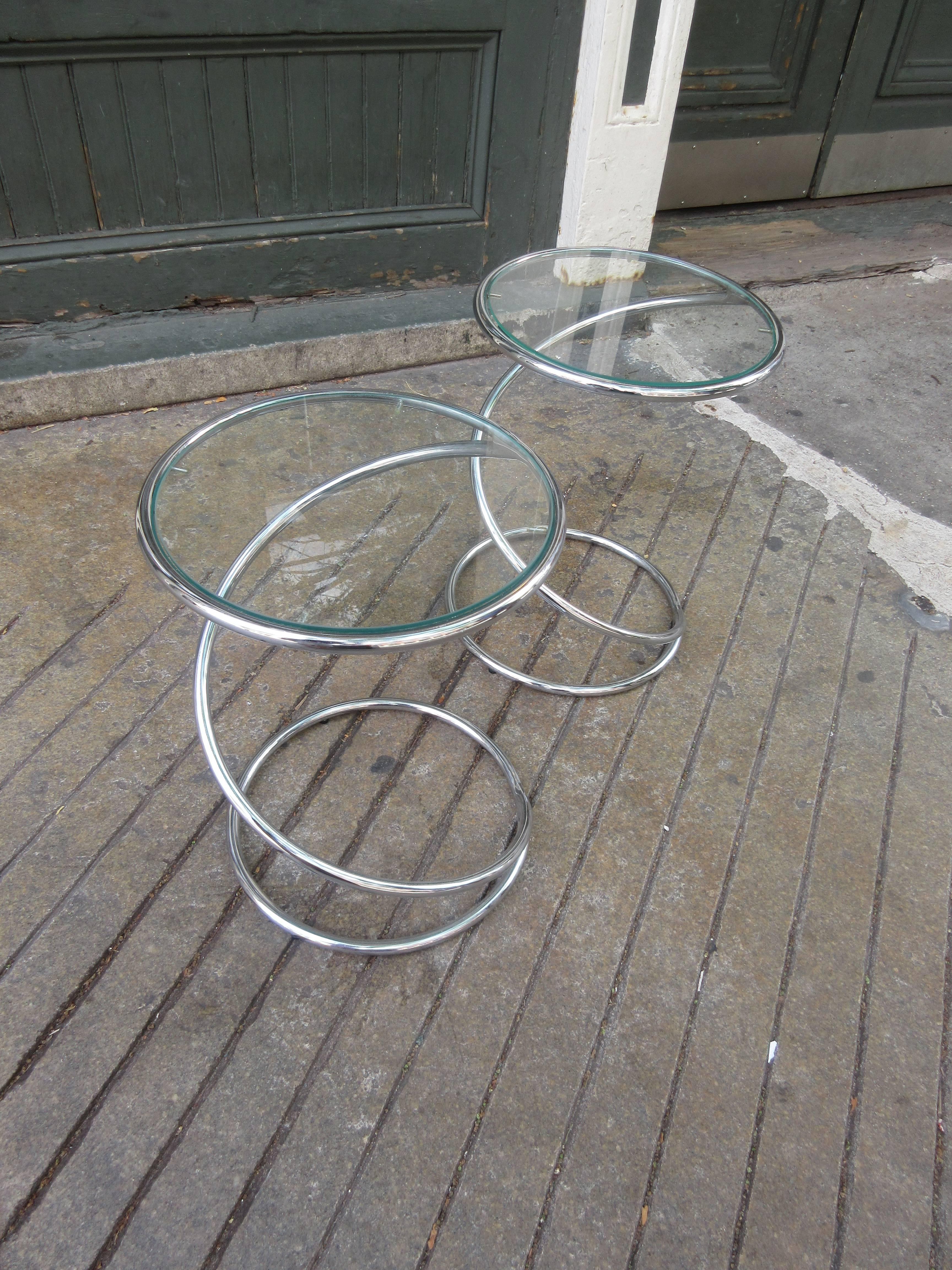 Mid-Century Modern Leon and Irvin Rosen for Pace Chrome Spiral Tables