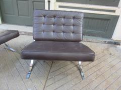 Pair of Barcelona Leather Lounge Chairs