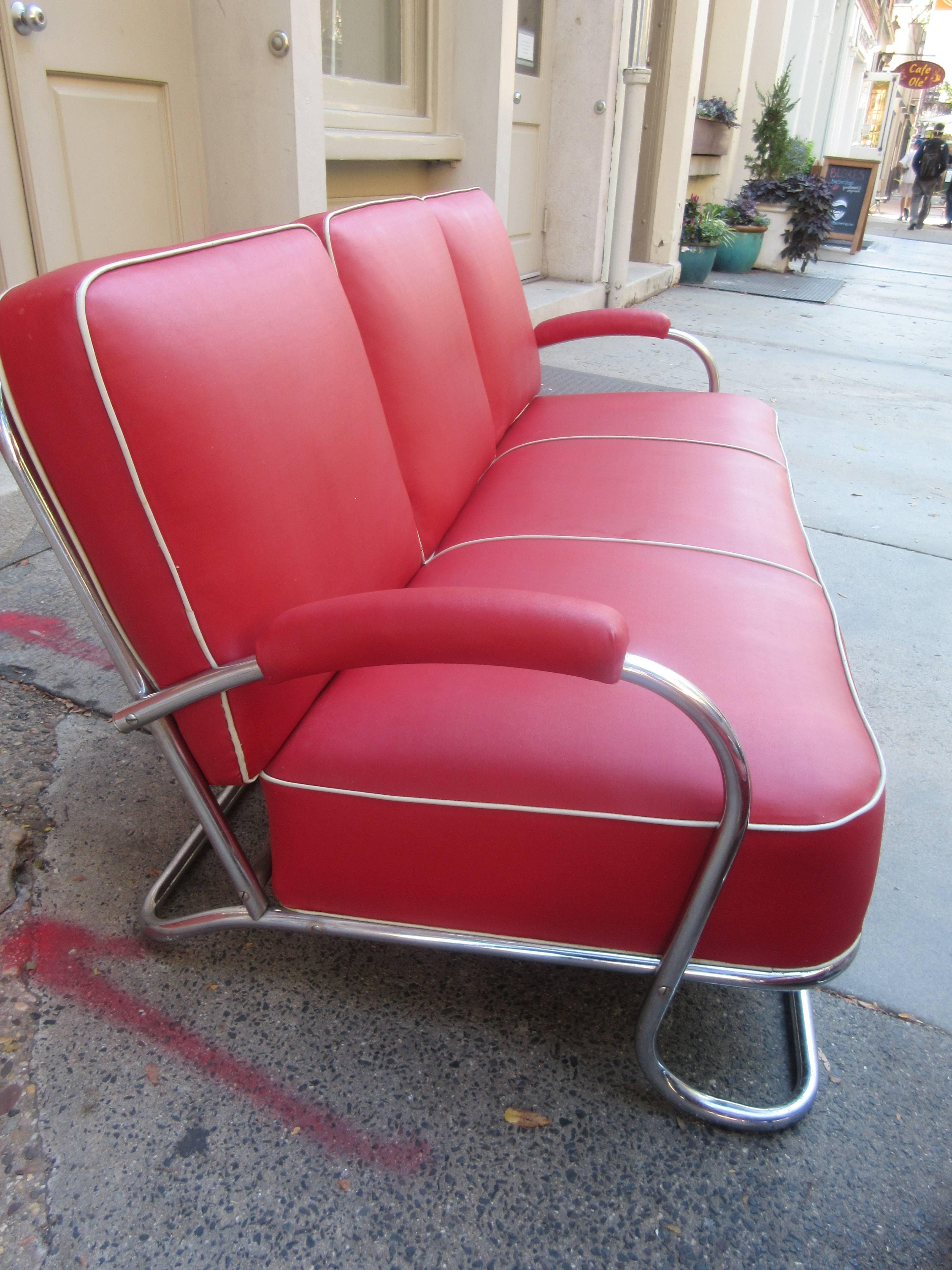 1930s Tubular Chrome Sofa and Chair In Good Condition In Philadelphia, PA