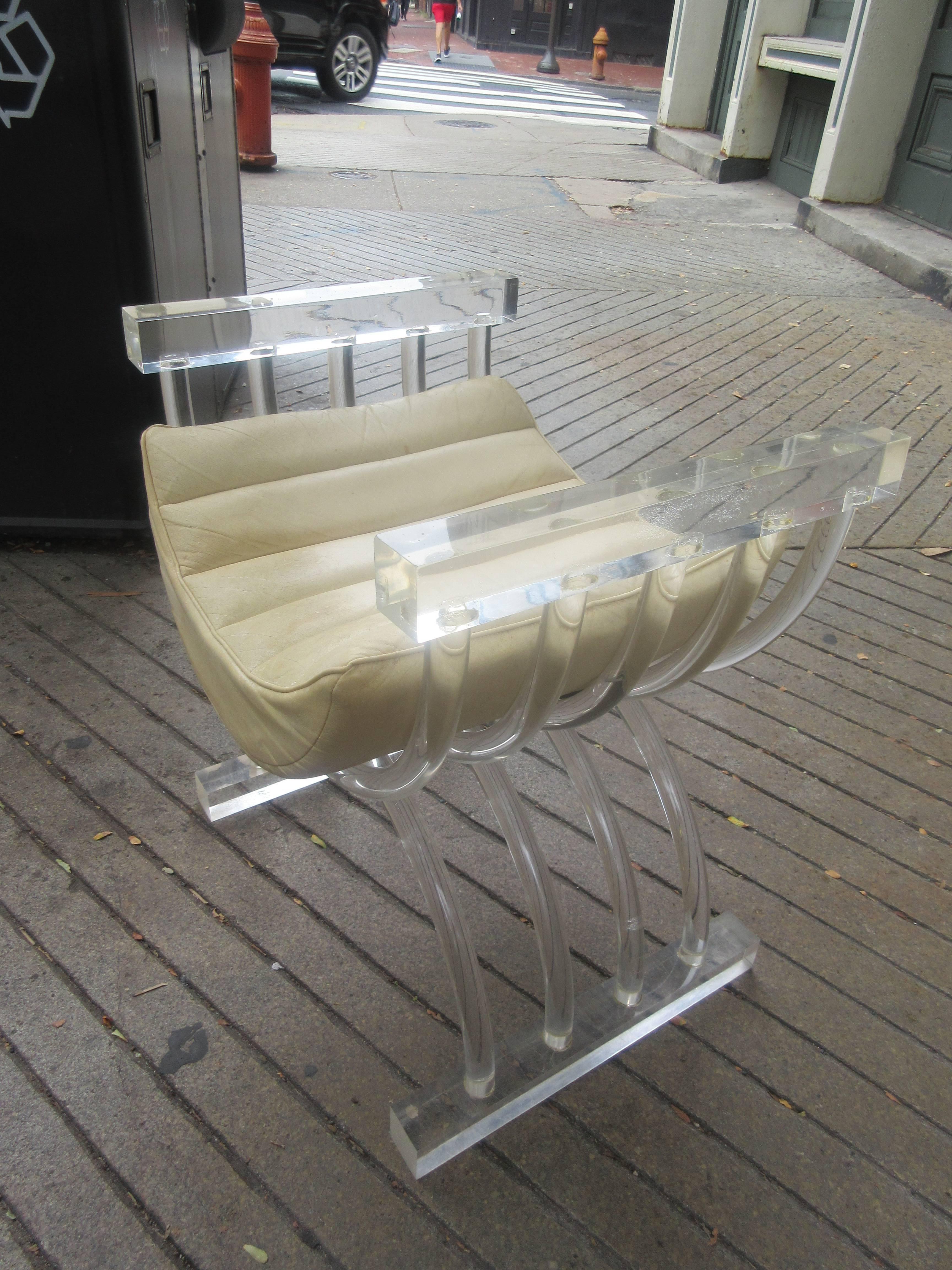 1970s Throne Lucite Bench or Stool 2