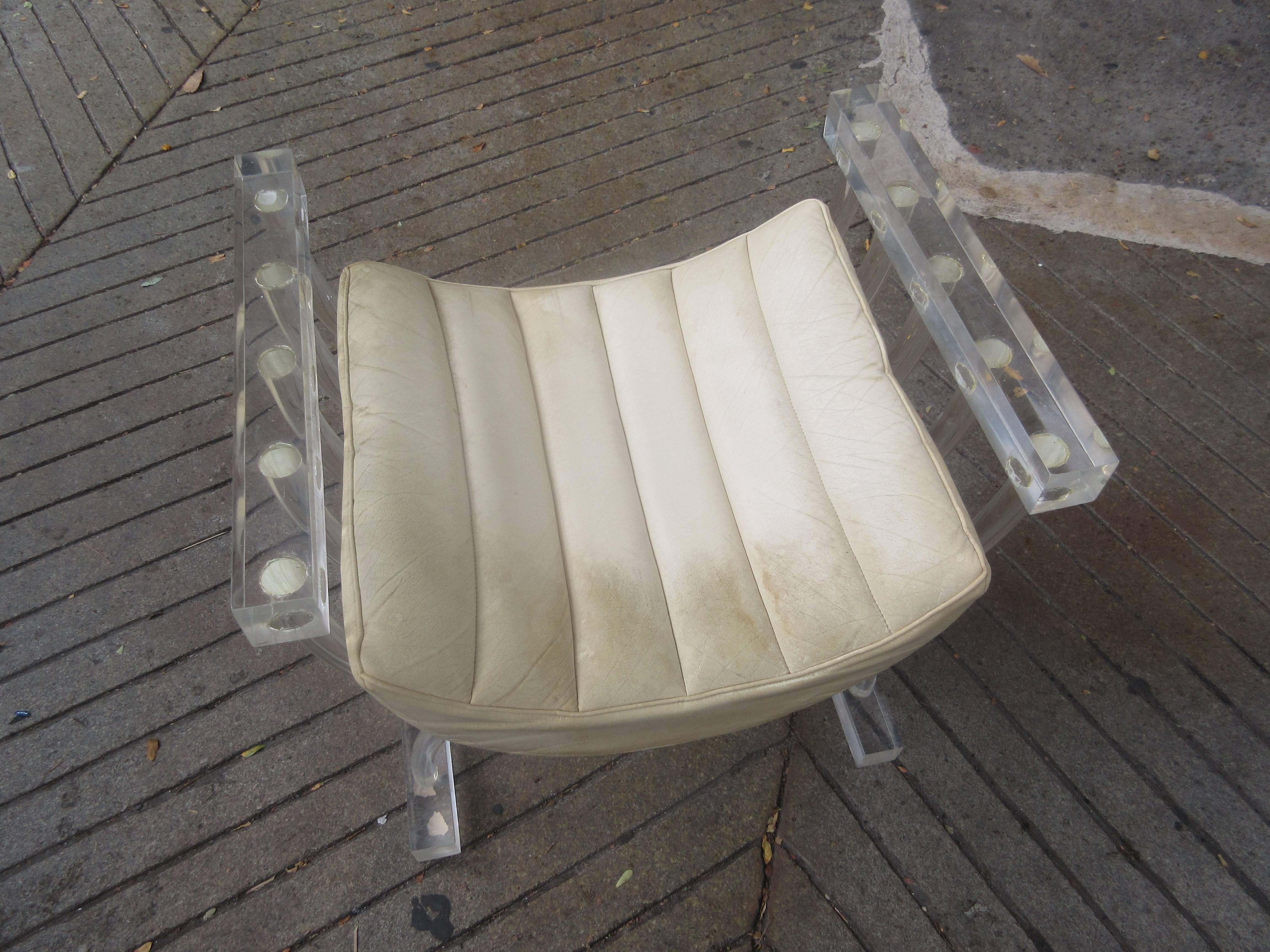 1970s Throne Lucite Bench or Stool 1
