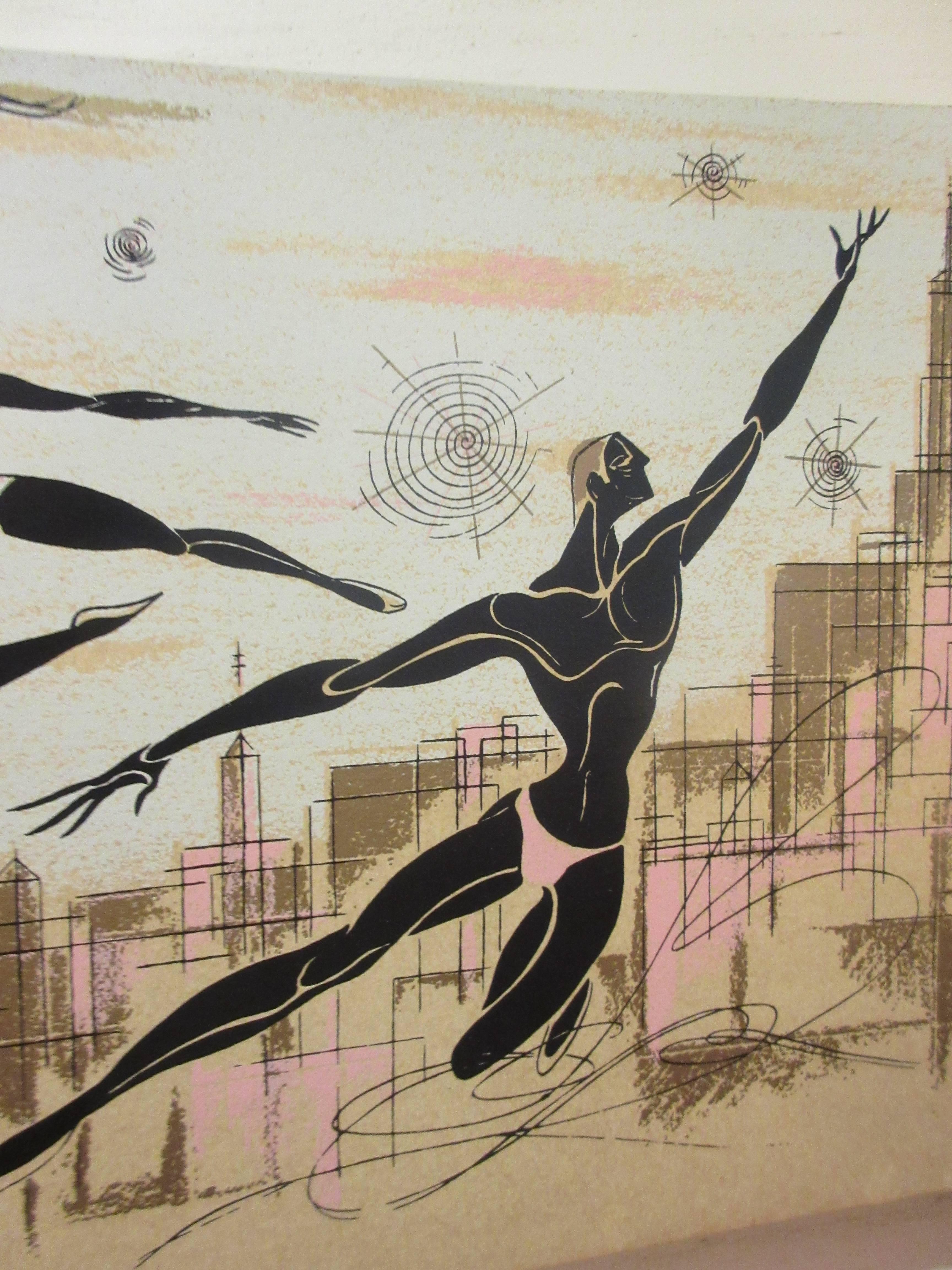 American Bily Snel Ballet 1950s Painting in Three Dimensional Cineascope