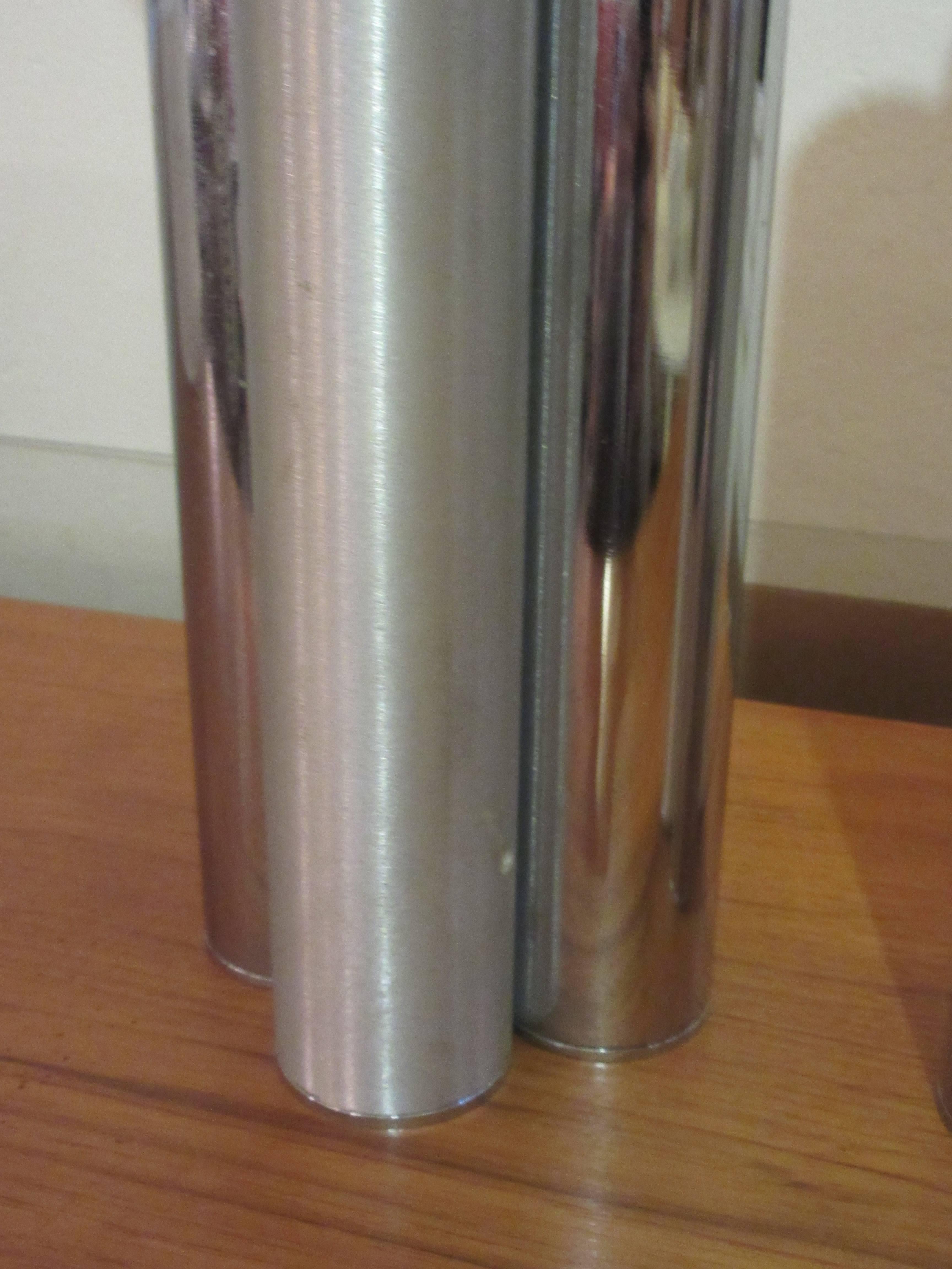 Mid-20th Century Mutual Sunset Company Pair of Brushed and Polished Chrome Lamp