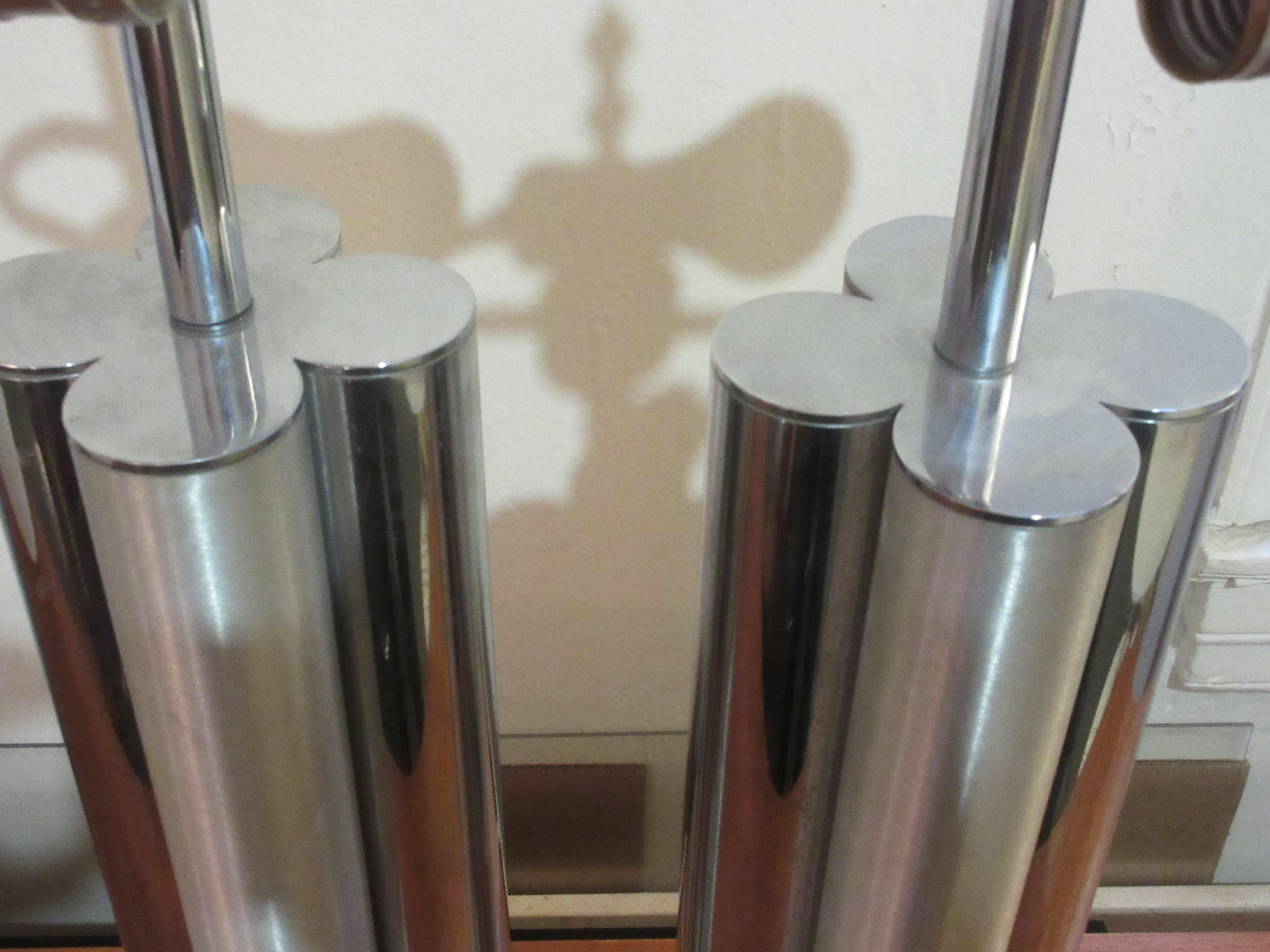 American Mutual Sunset Company Pair of Brushed and Polished Chrome Lamp