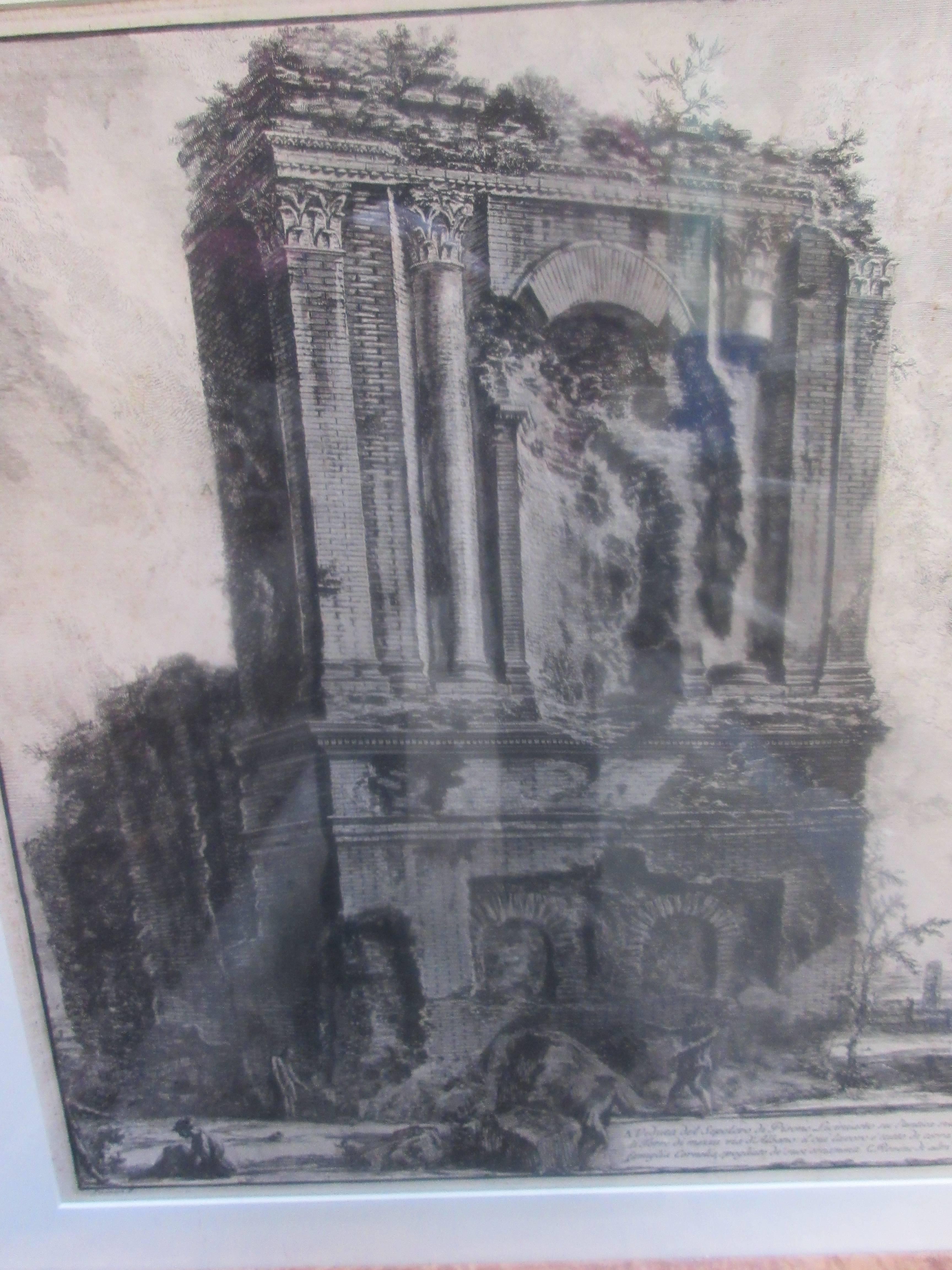 Francesco Piranesi 18th Century Architectural Engraving of Sepotero In Excellent Condition In Philadelphia, PA