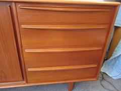 Danish Teak Credenza with Drawers and Sliding Doors