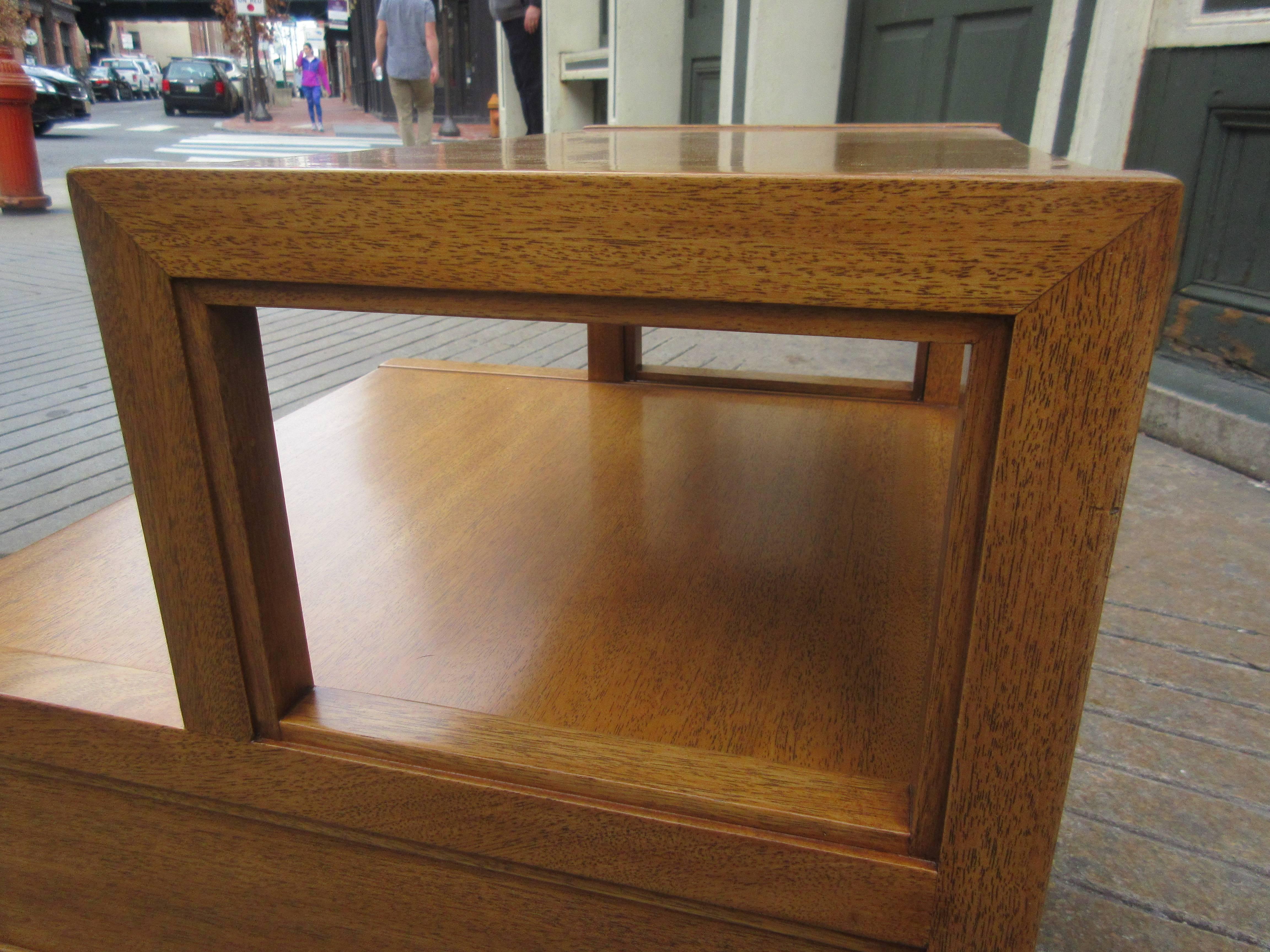 John Widdicomb for Widdicomb Stepped Side Table with Drawer in Honey Mahogany 1