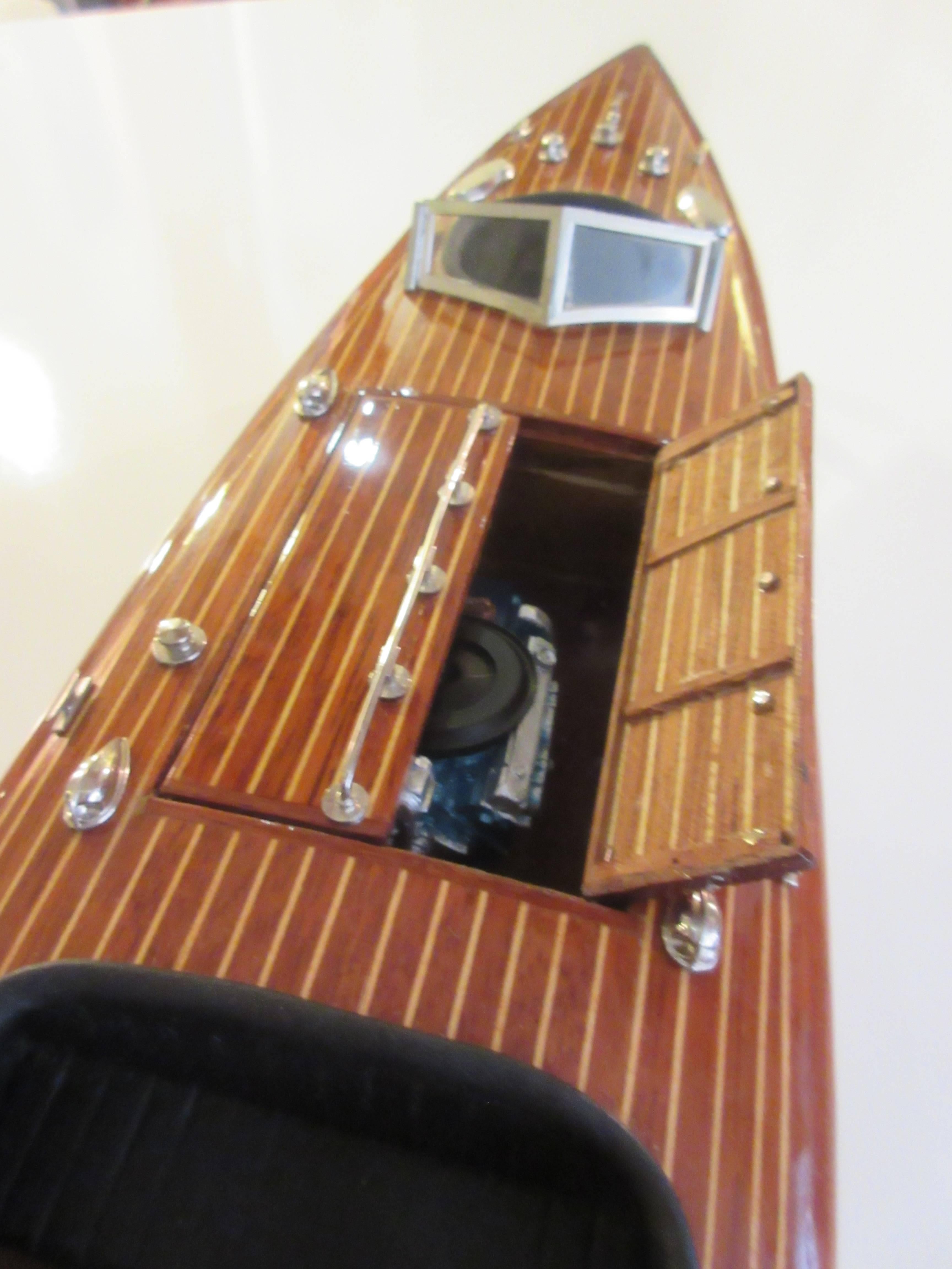 Chrome Chris-Craft Scale Model Mahogany Inboard Motor Runabout