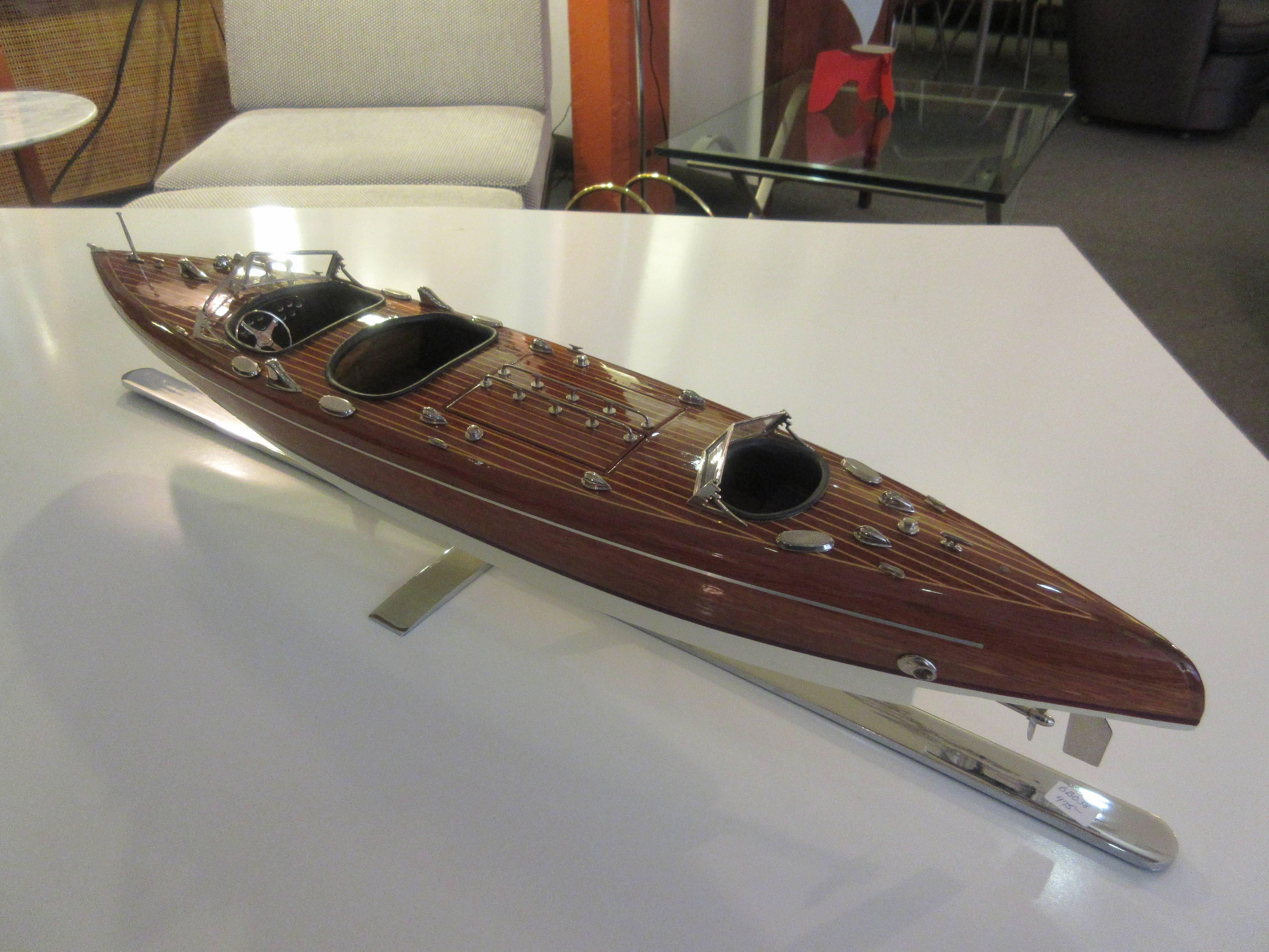 Mid-Century Modern Chris-Craft Scale Model Mahogany Inboard Motor Runabout