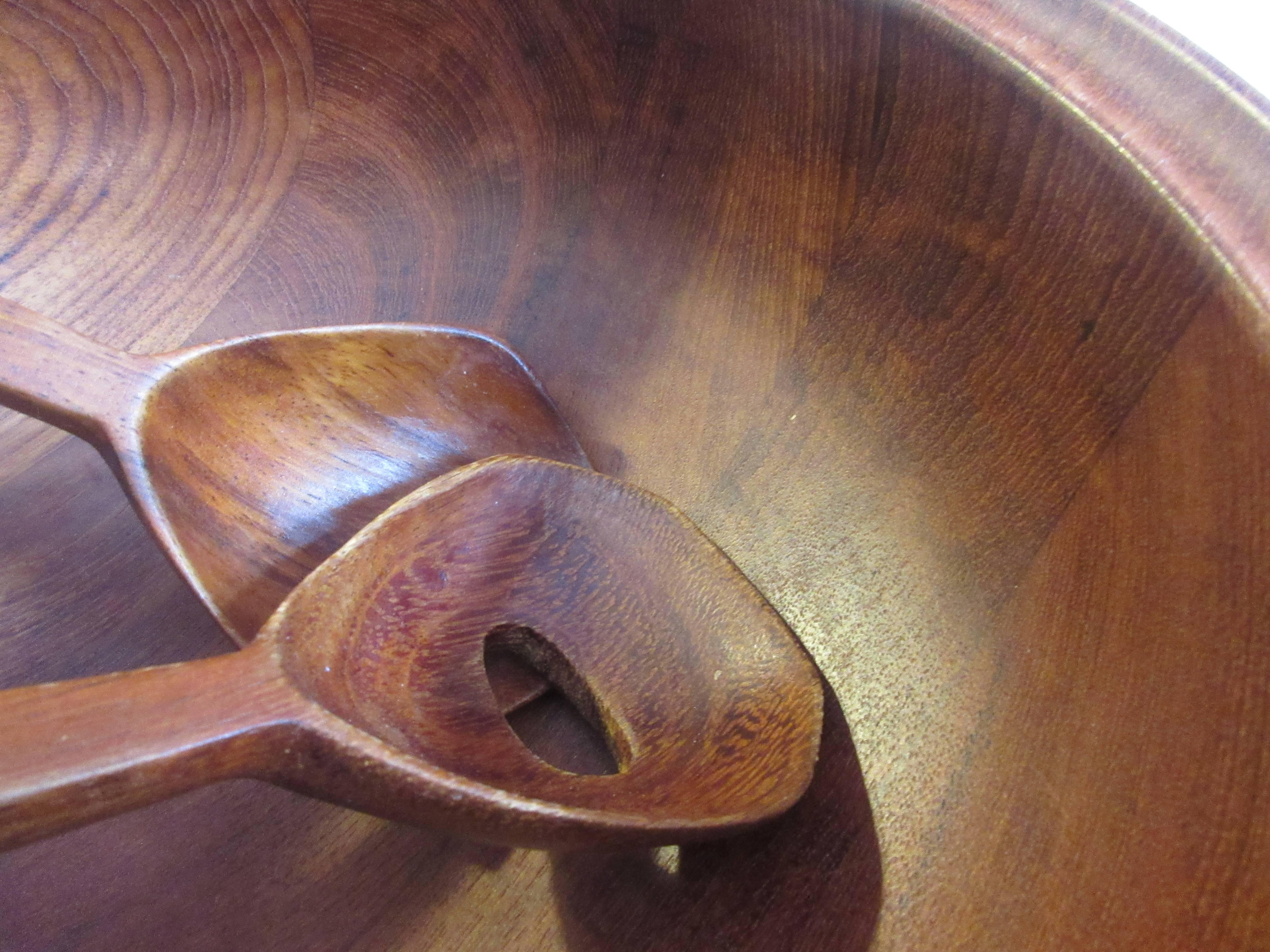 Henning Koppel for Georg Jensen Teak Salad Bowl and Servers In Excellent Condition In Philadelphia, PA