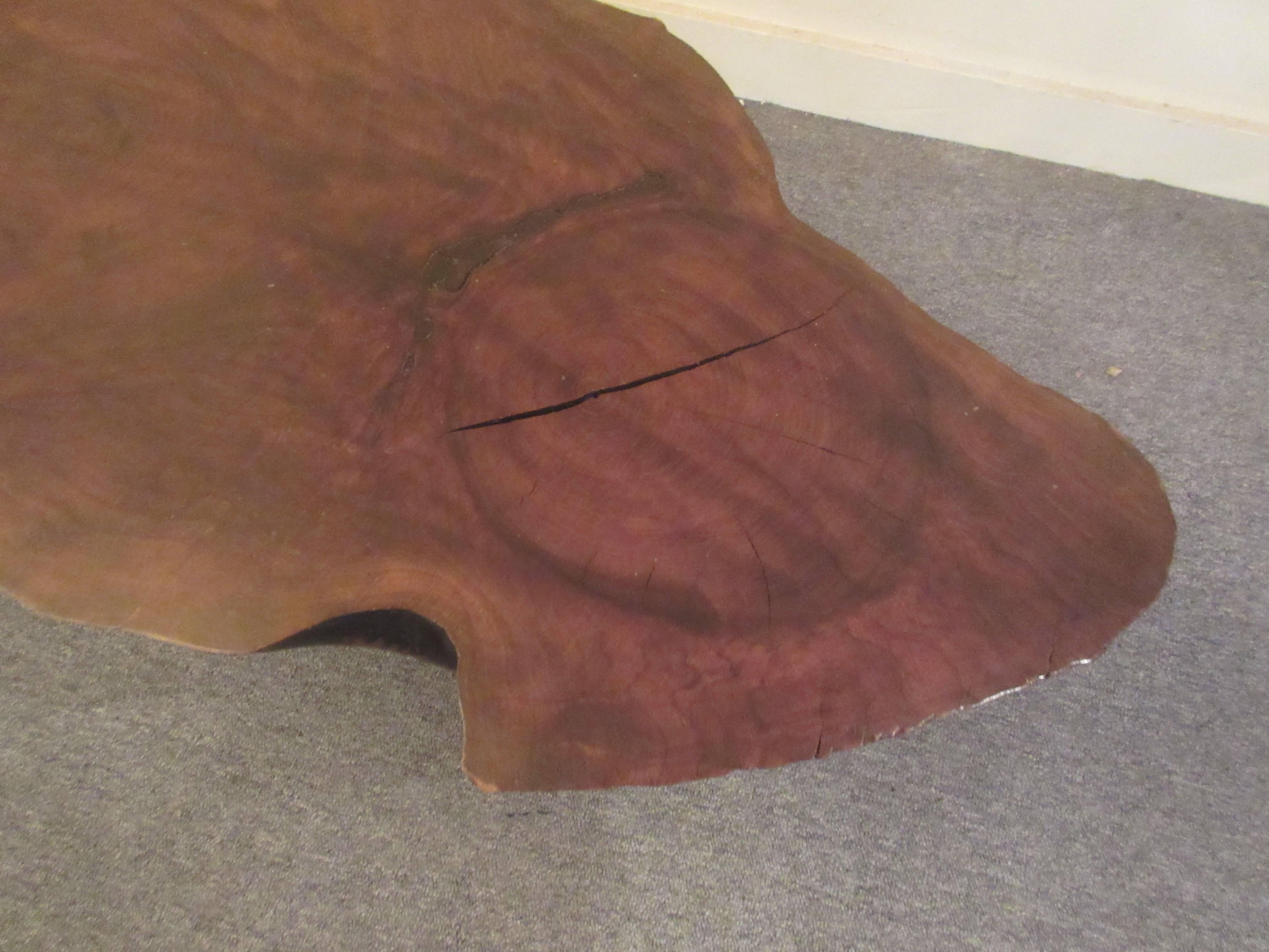 American Tree Trunk Slab Tripod Coffee Table in the Style of Nakashima