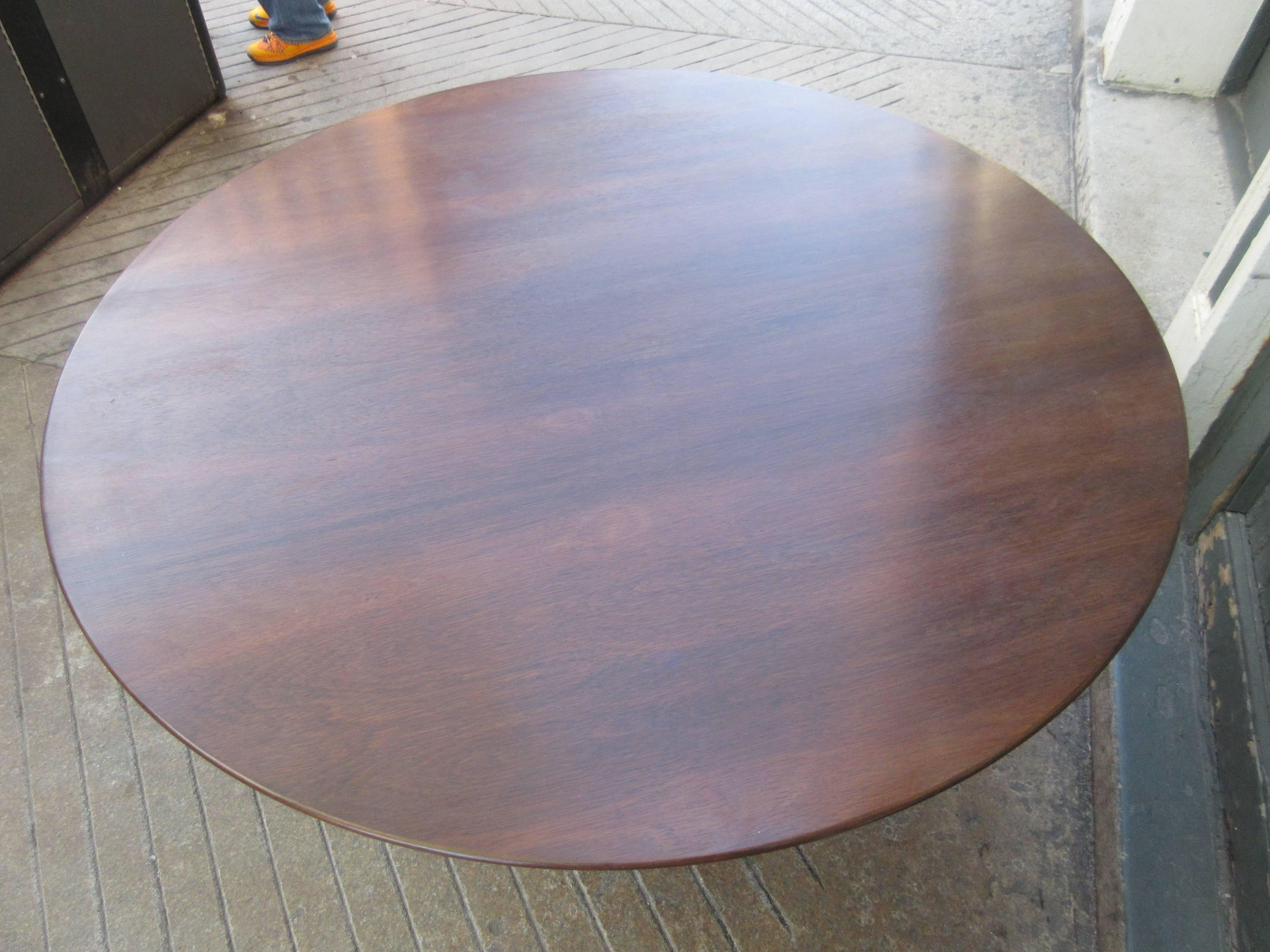 Warren Platner for Knoll 54 inch rosewood dining table. More rare than marble or laminate this rosewood table in is great condition both the top and the stainless pedestal.