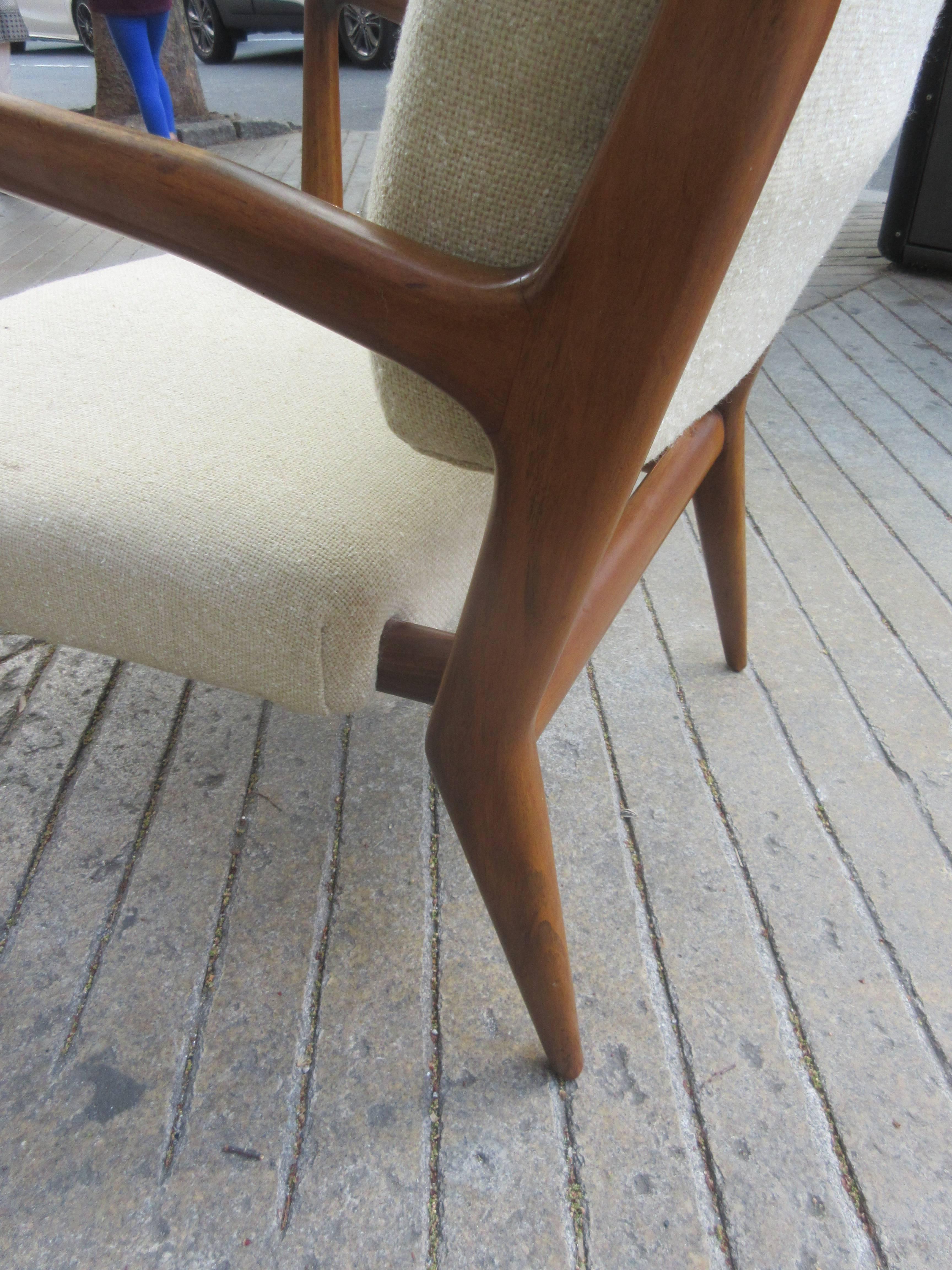 Upholstery Tall Back Lounge Chair in the Style of Carlo di Carli