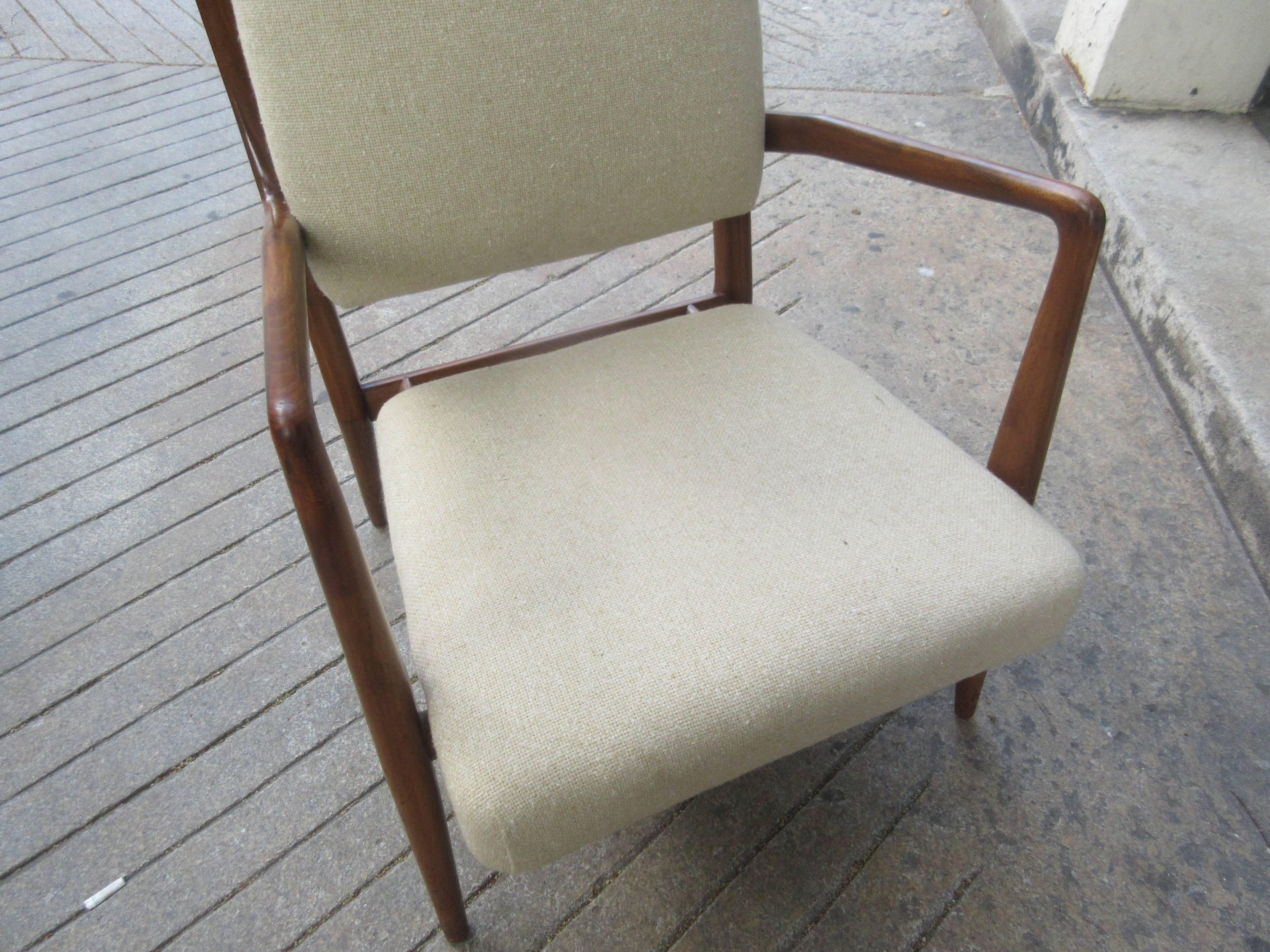 American Tall Back Lounge Chair in the Style of Carlo di Carli