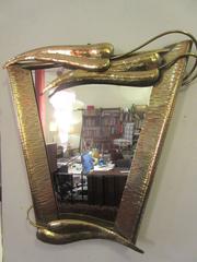 Brass Mirror in the Style of Wiener Werkstatte