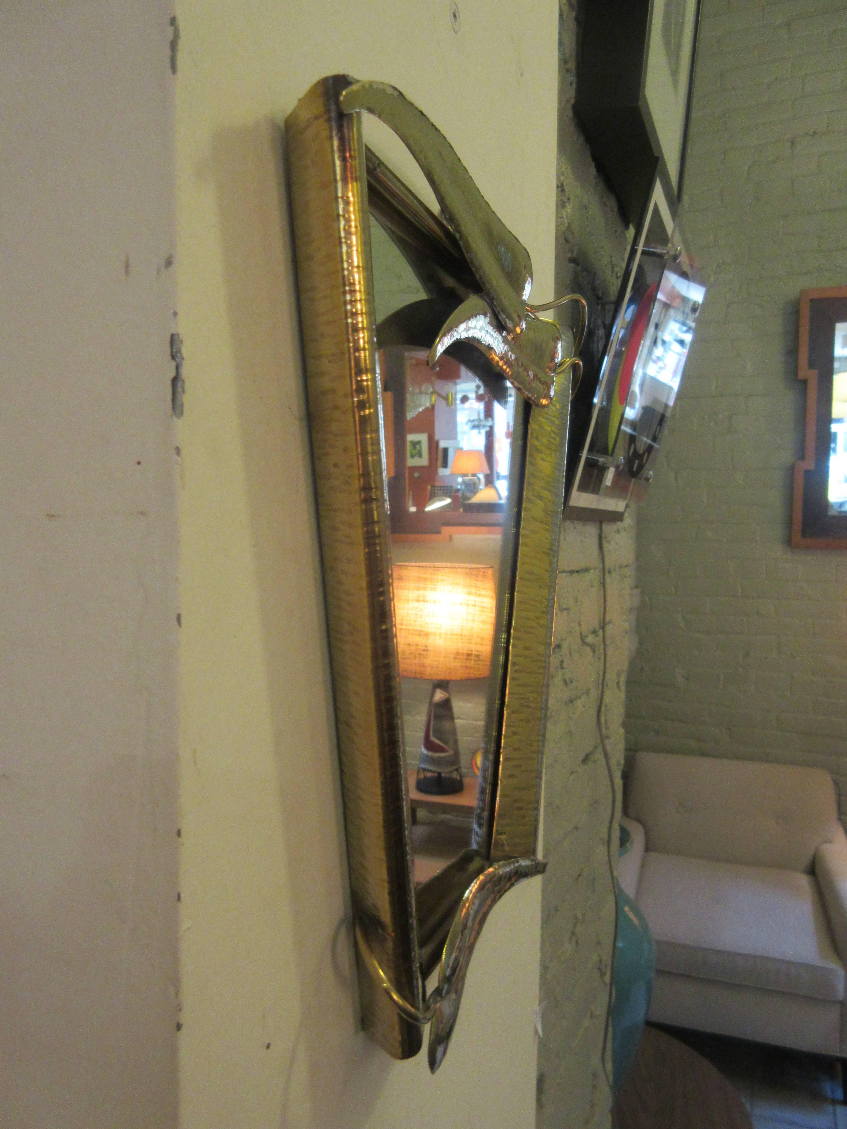 Brass Mirror in the Style of Wiener Werkstatte In Excellent Condition In Philadelphia, PA