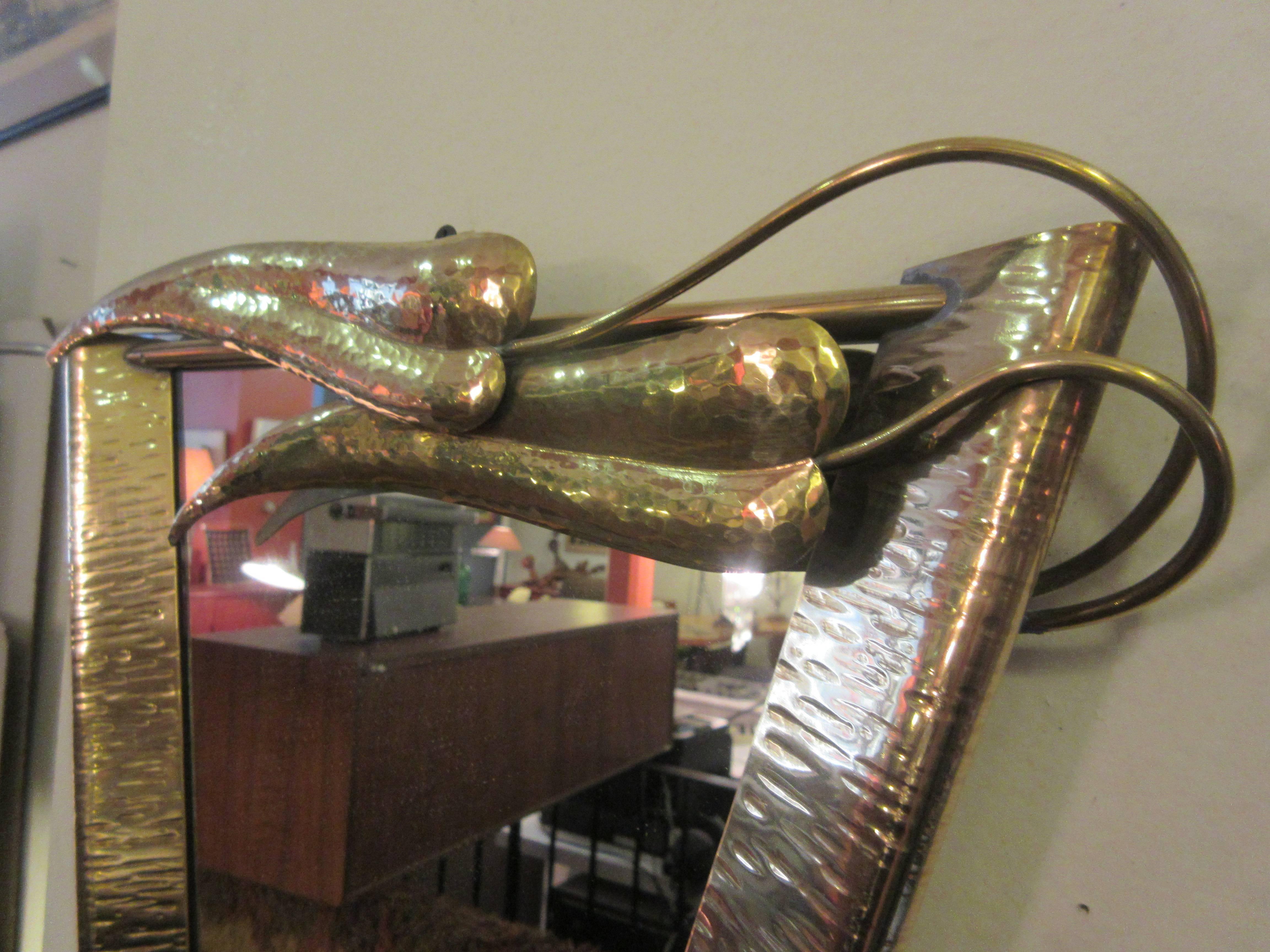 Mid-Century Modern Brass Mirror in the Style of Wiener Werkstatte