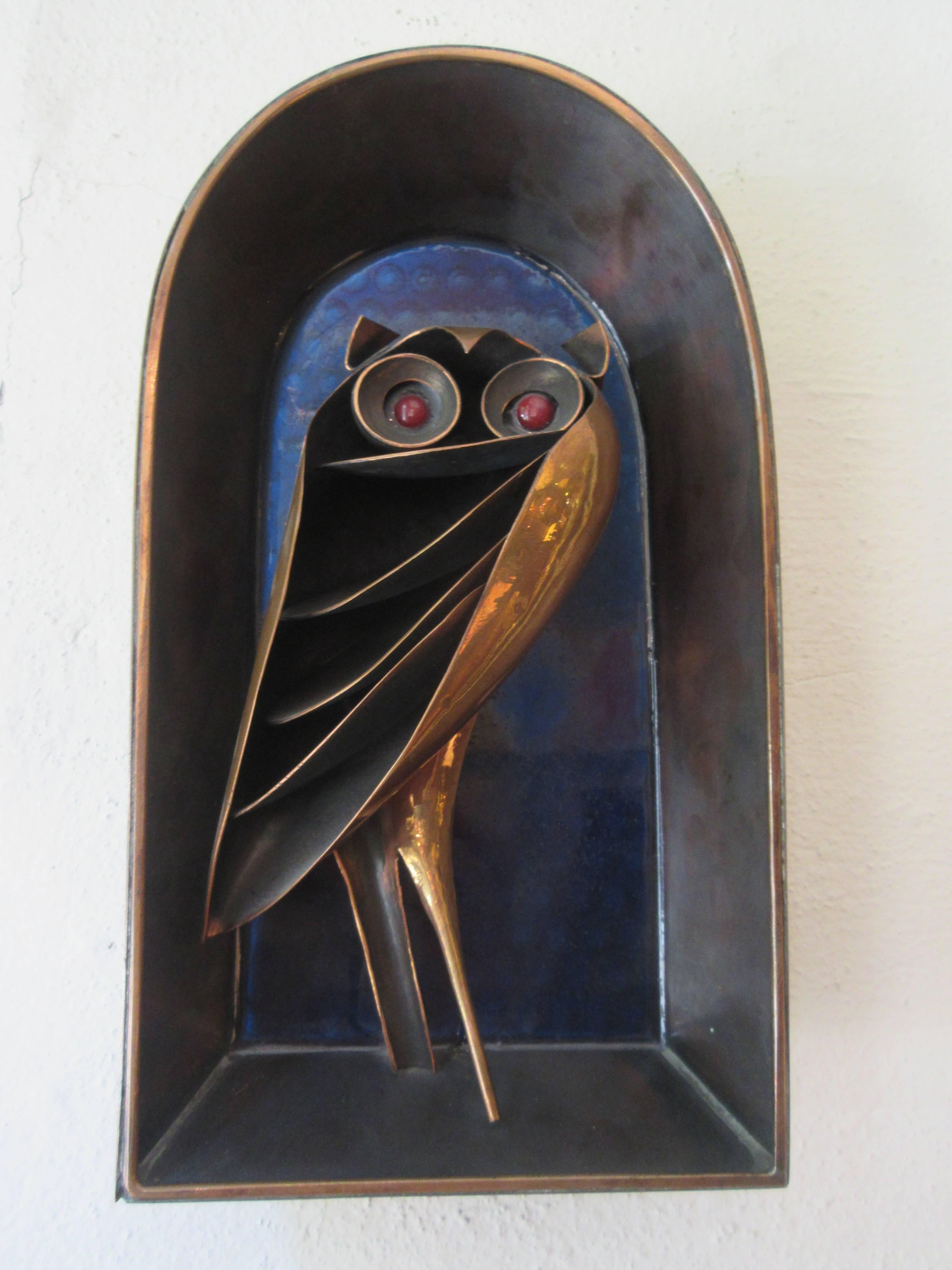 Hungarian Bolba Copper Owl Sculpture Made in Hungry