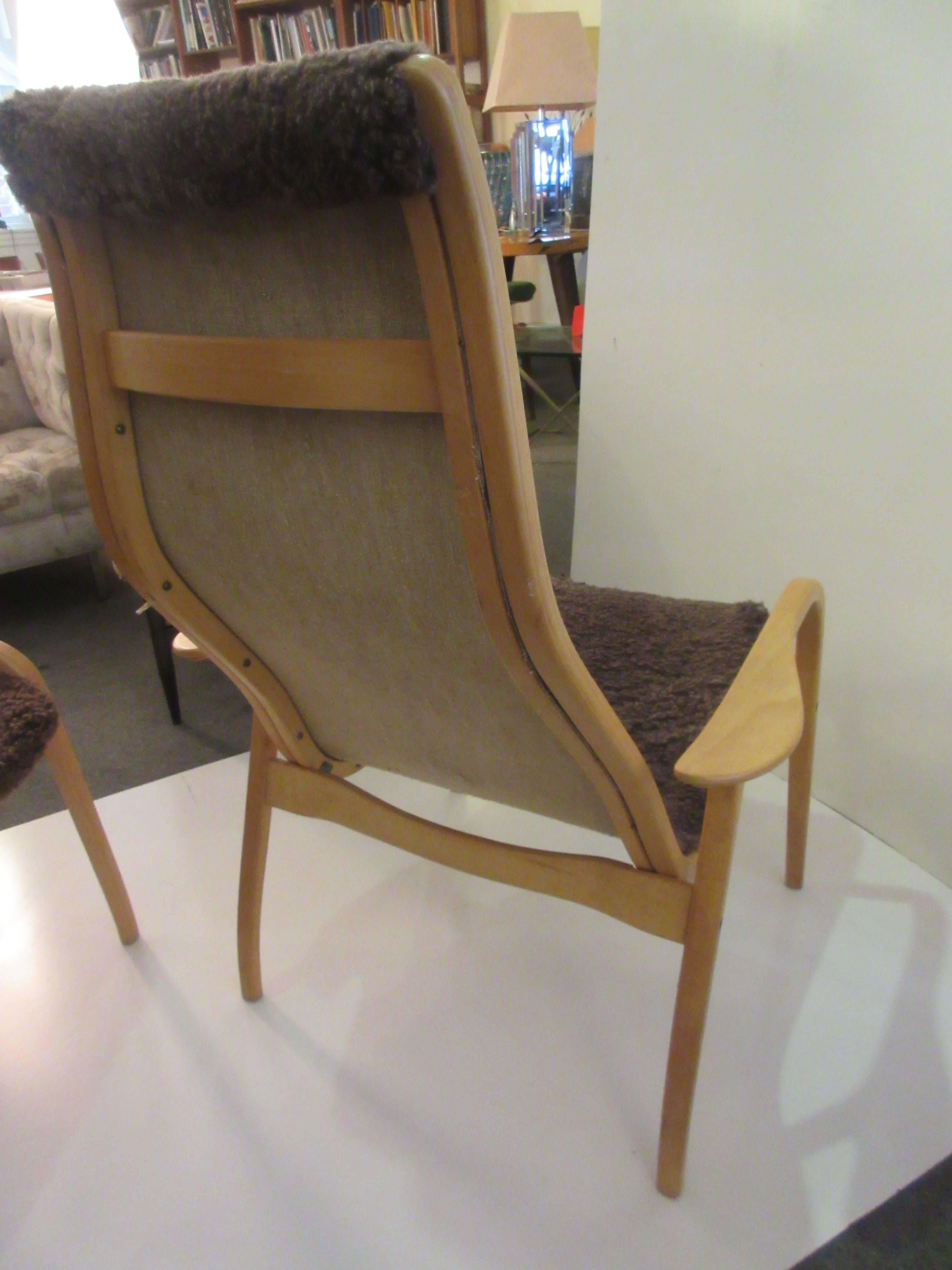 Birch Yngve Ekstrom Lamino Chair and Ottoman by Swedese