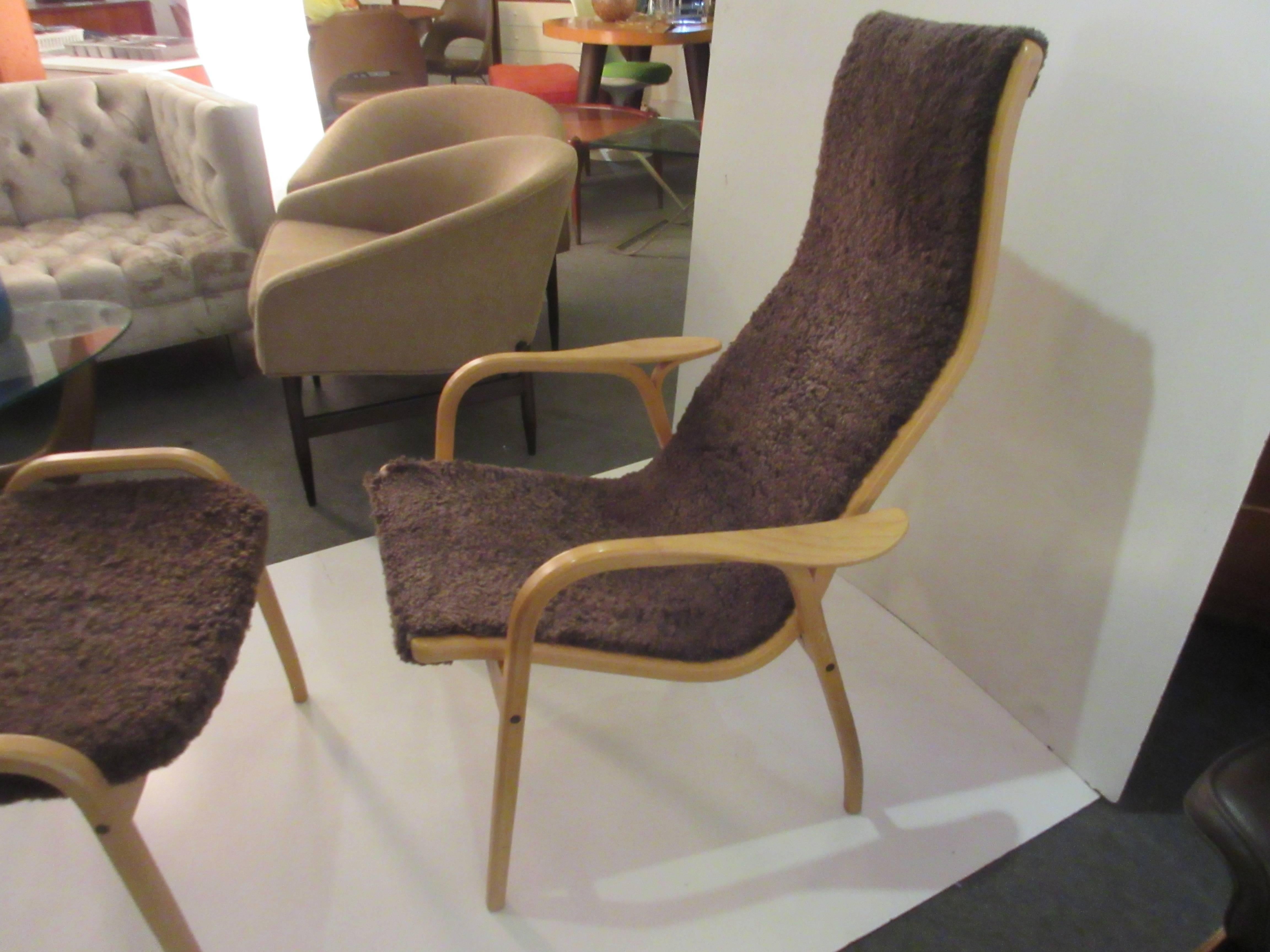 Yngve Ekstrom Lamino Chair and Ottoman by Swedese In Excellent Condition In Philadelphia, PA
