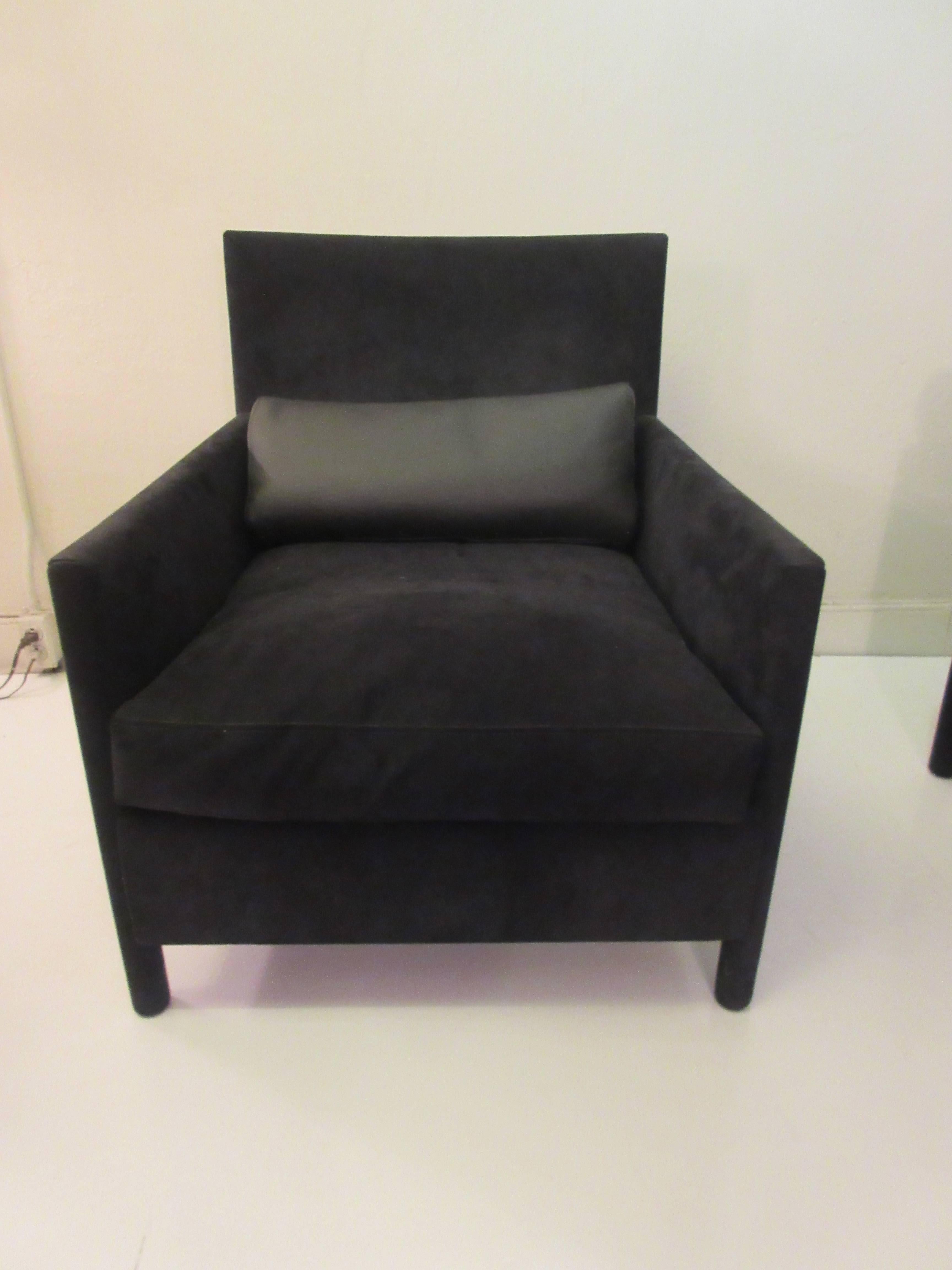 Molteni & C Leather Armchairs in Charcoal Suede 1
