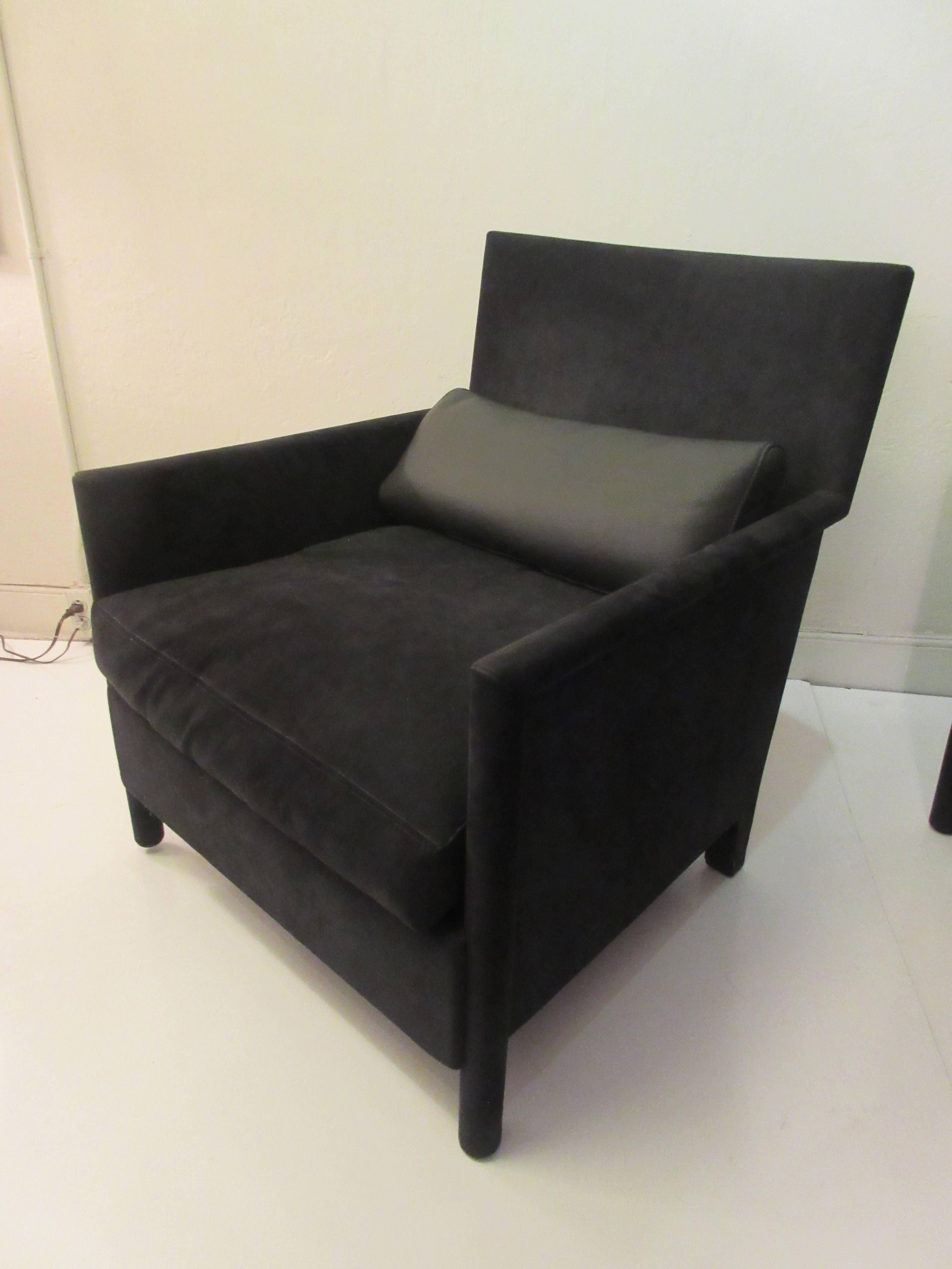Molteni & C Leather Armchairs in Charcoal Suede 2