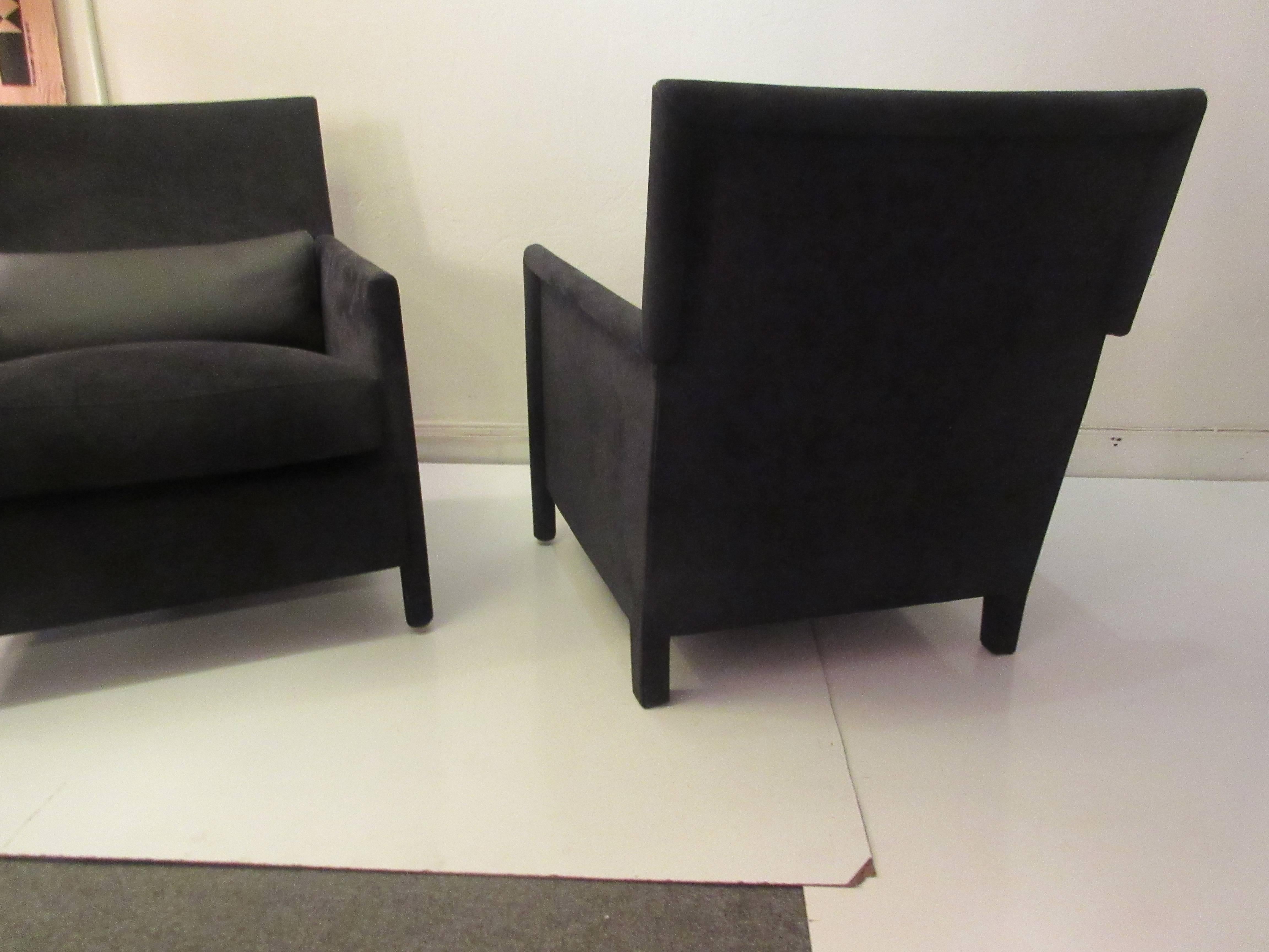Modern Molteni & C Leather Armchairs in Charcoal Suede