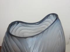 C. Manga Italian Amorphic Blue Ice Engraved Vase