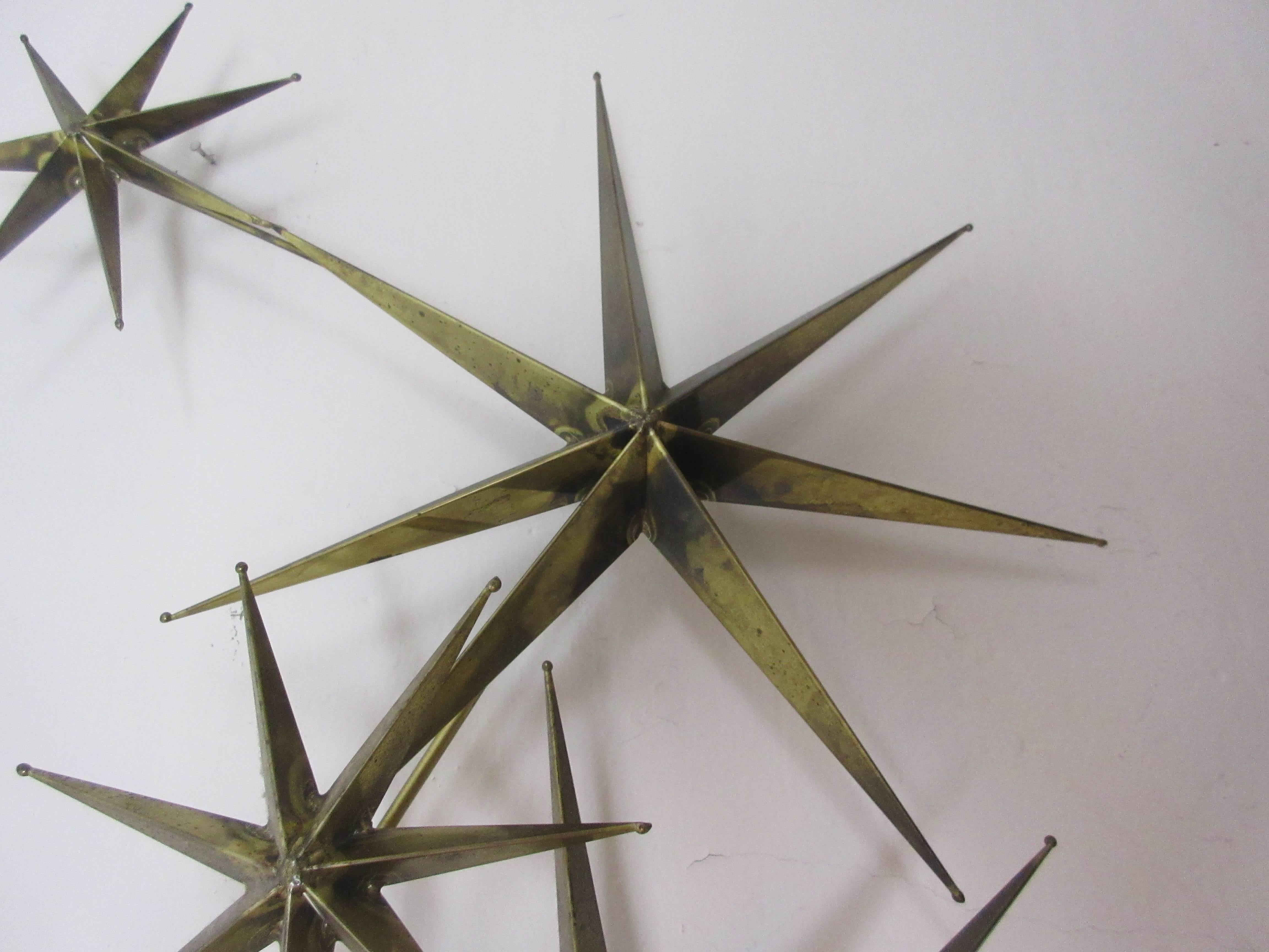 American C. Jere Star Wall Sculpture in Burnished Brass