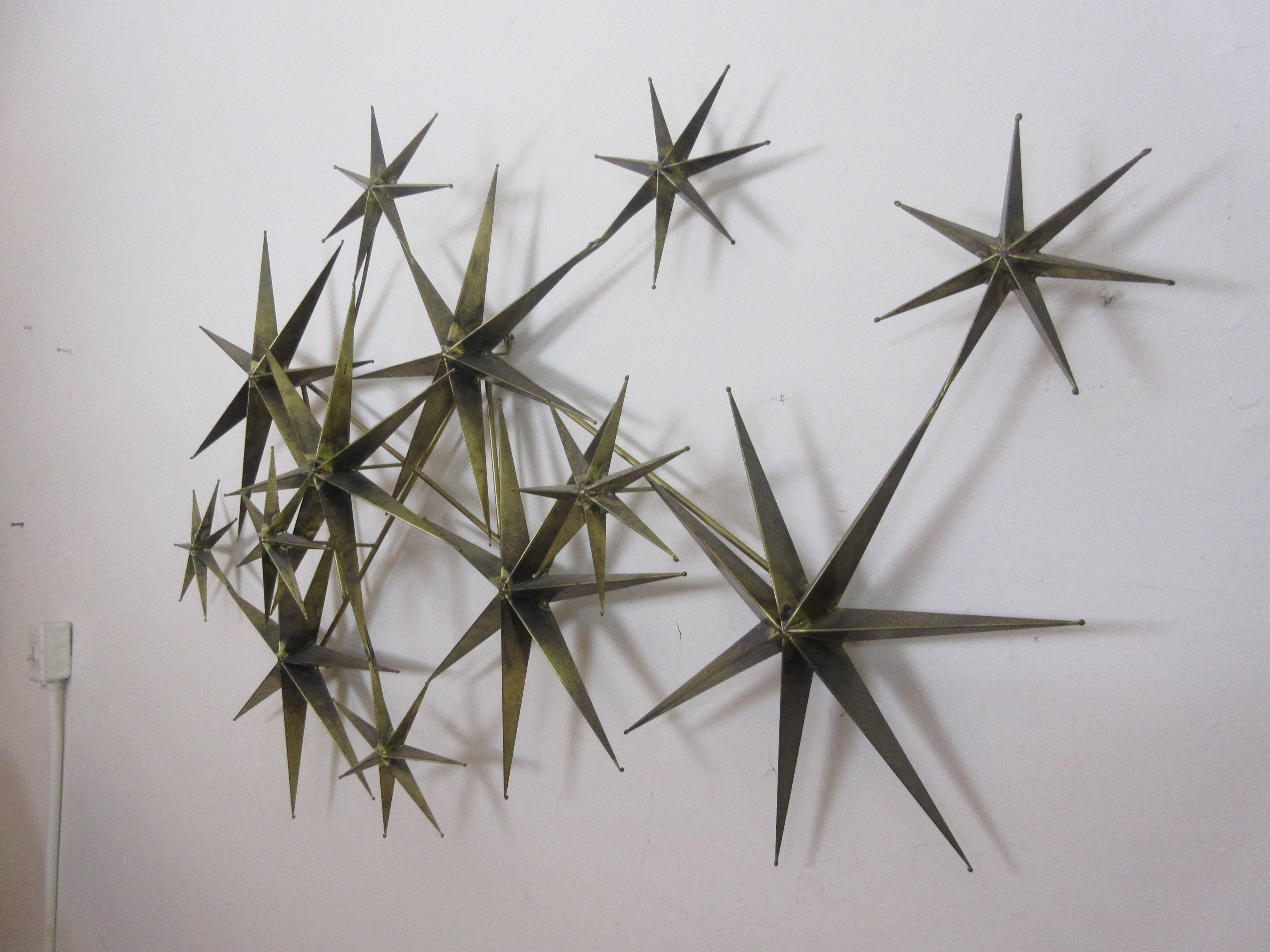 C. Jere Star Wall Sculpture in Burnished Brass In Excellent Condition In Philadelphia, PA