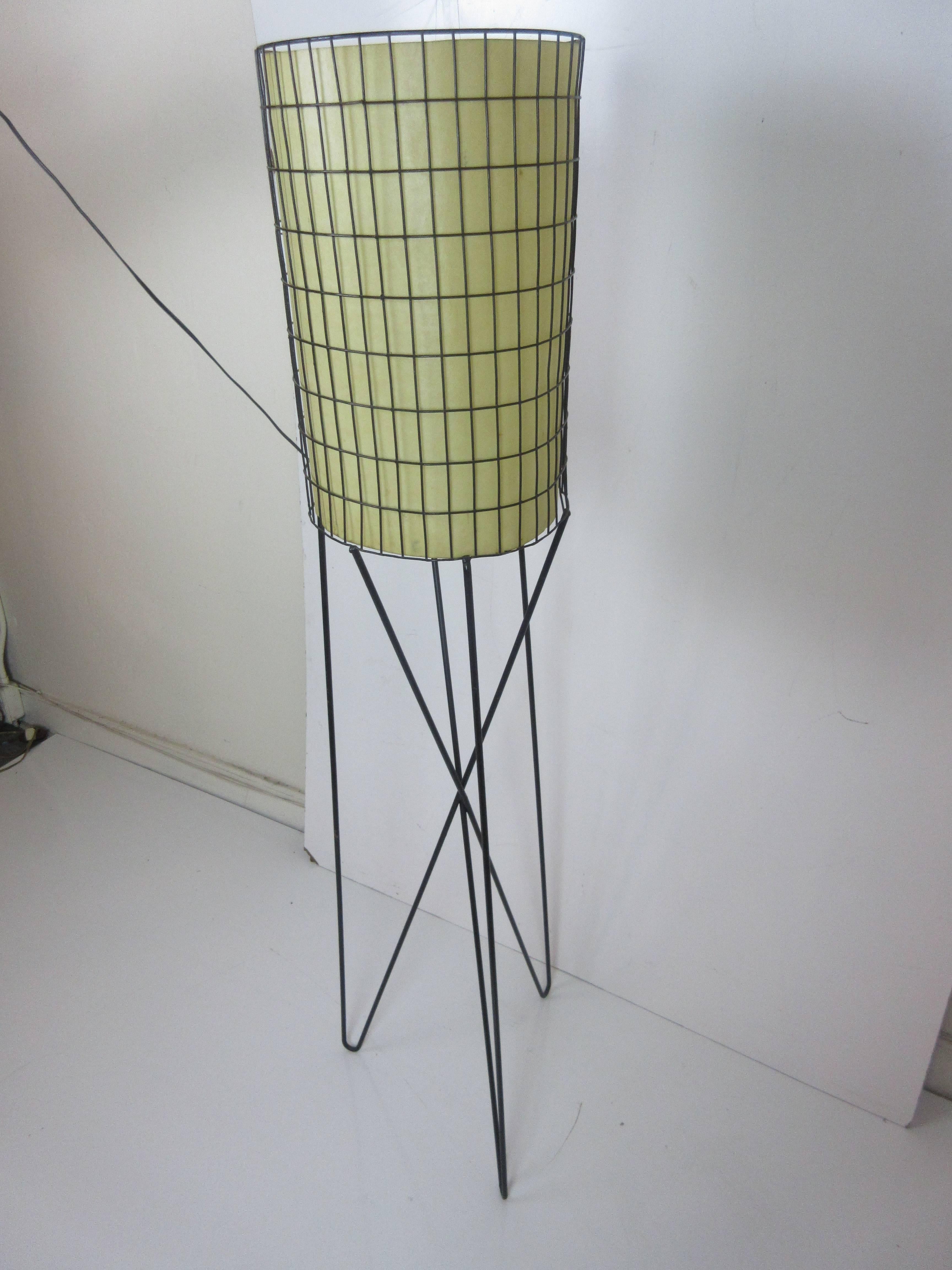 Paul Mayen Lamp in Wrought Iron with Fiberglass Shade In Excellent Condition In Philadelphia, PA