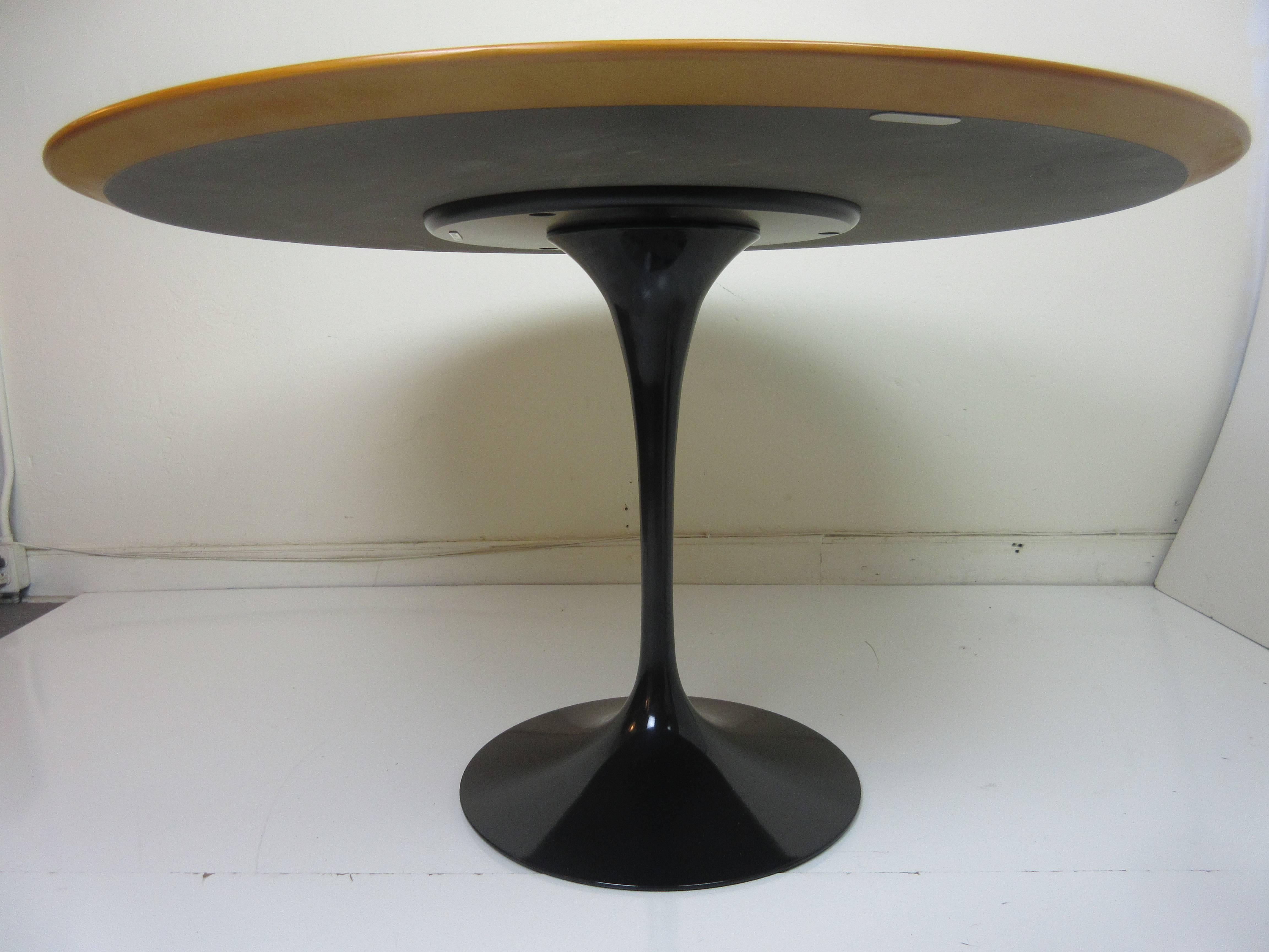 Mid-Century Modern Eero Saarinen Knoll Tulip Dining Table with Pearwood Top