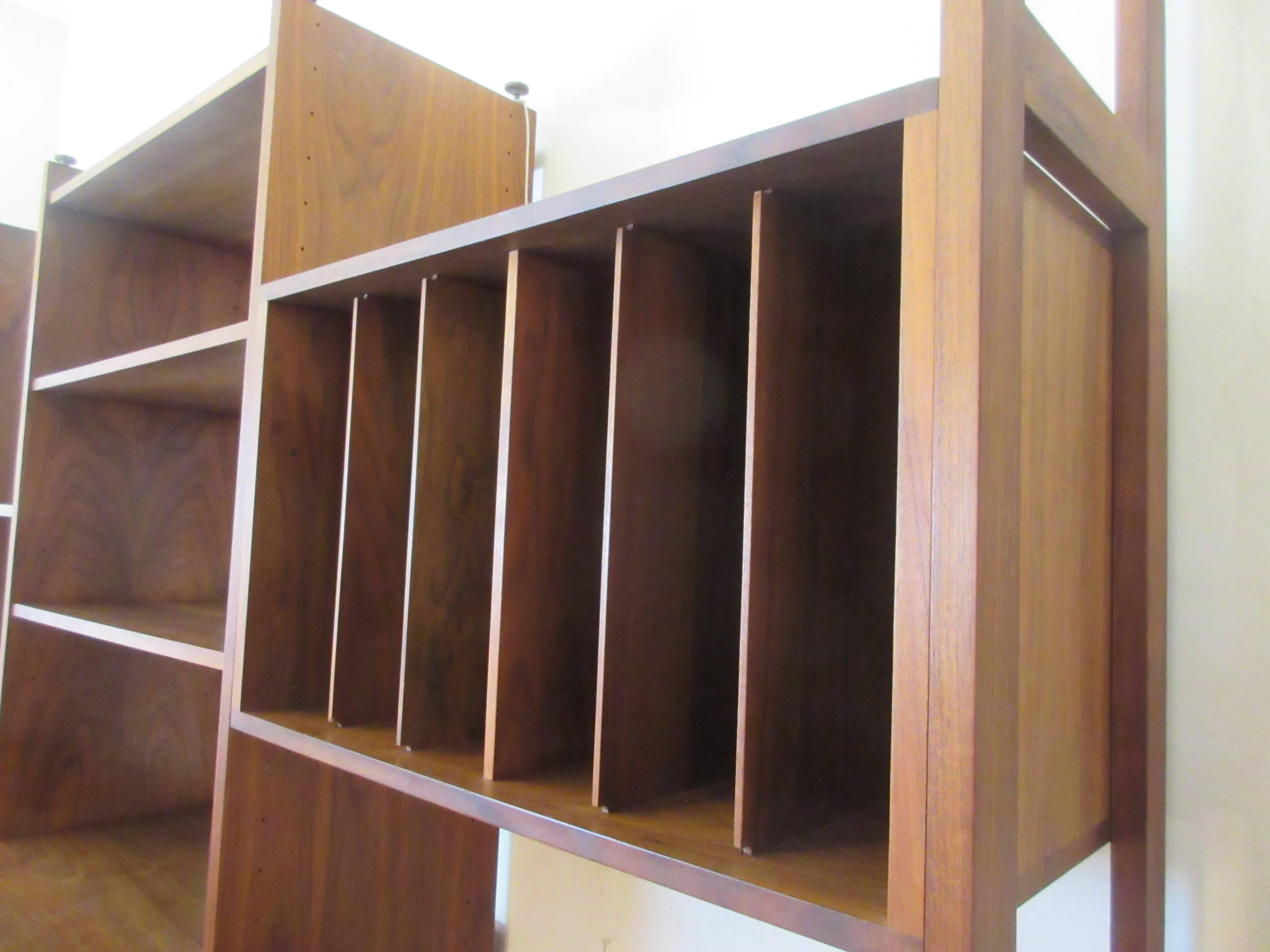 Mid-20th Century Hardwood House Wall or Room-Divider Shelving System