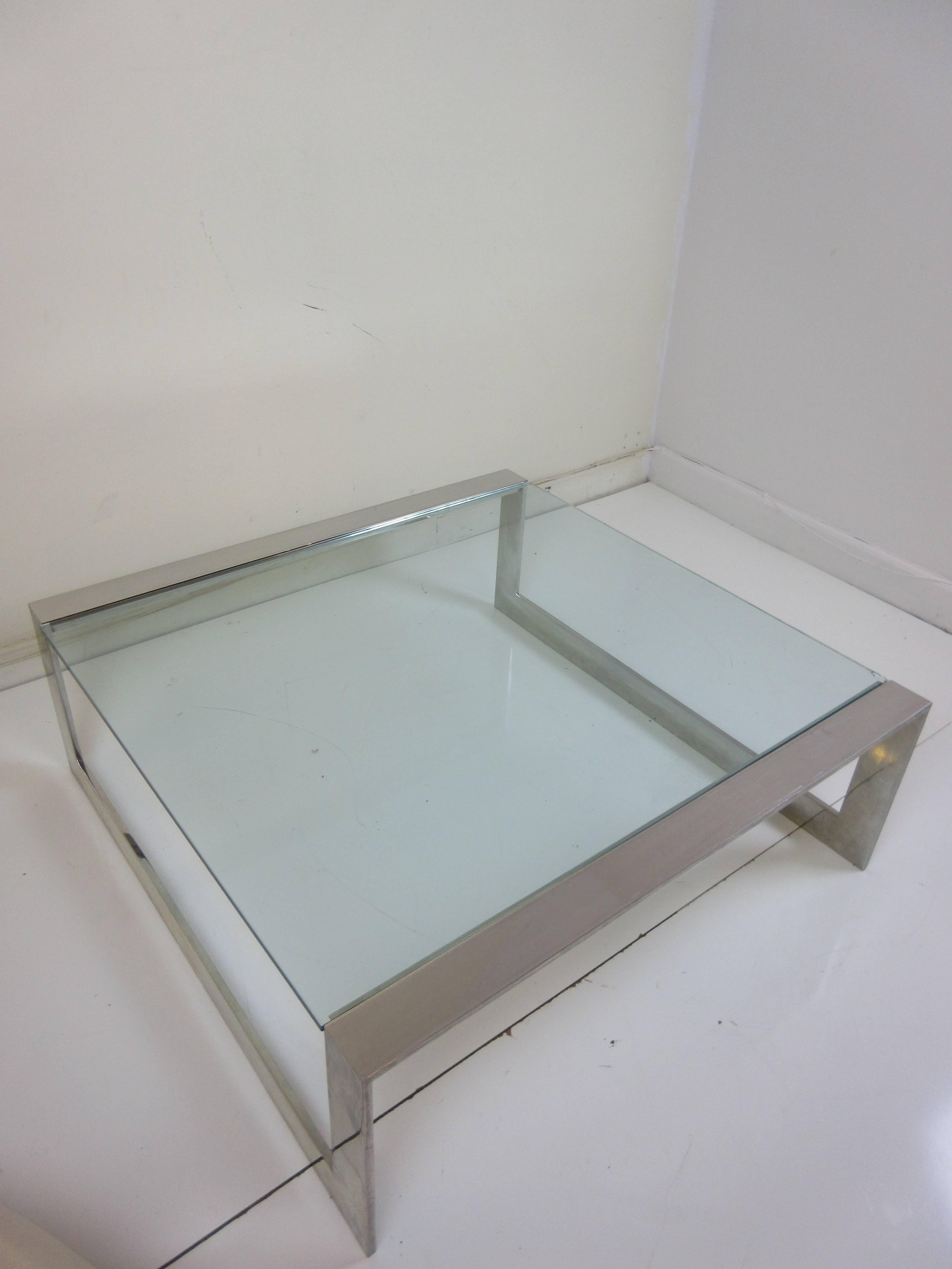 American Lee Rosen for Pace Aluminum and Glass Coffee Table