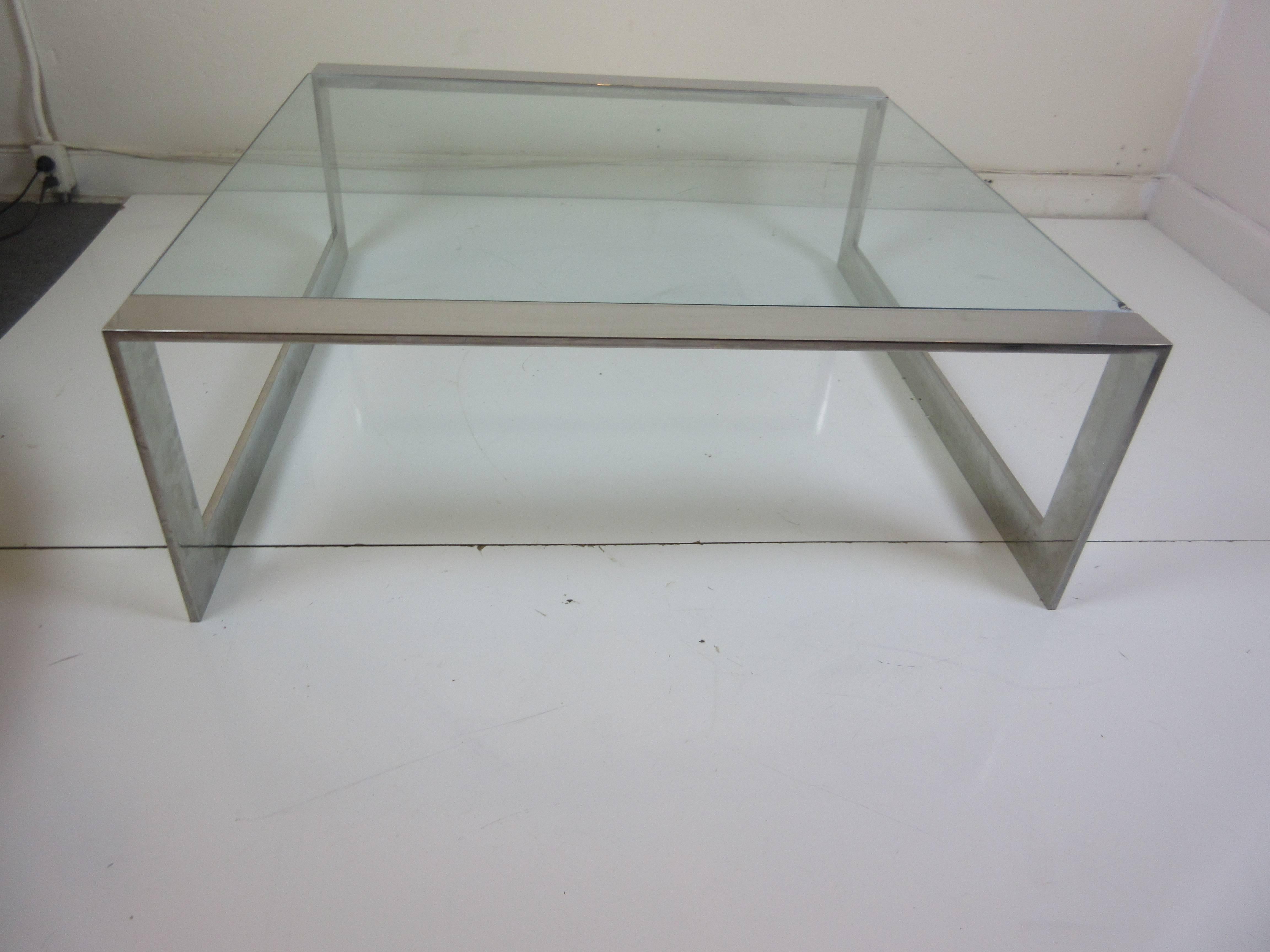 Mid-Century Modern Lee Rosen for Pace Aluminum and Glass Coffee Table