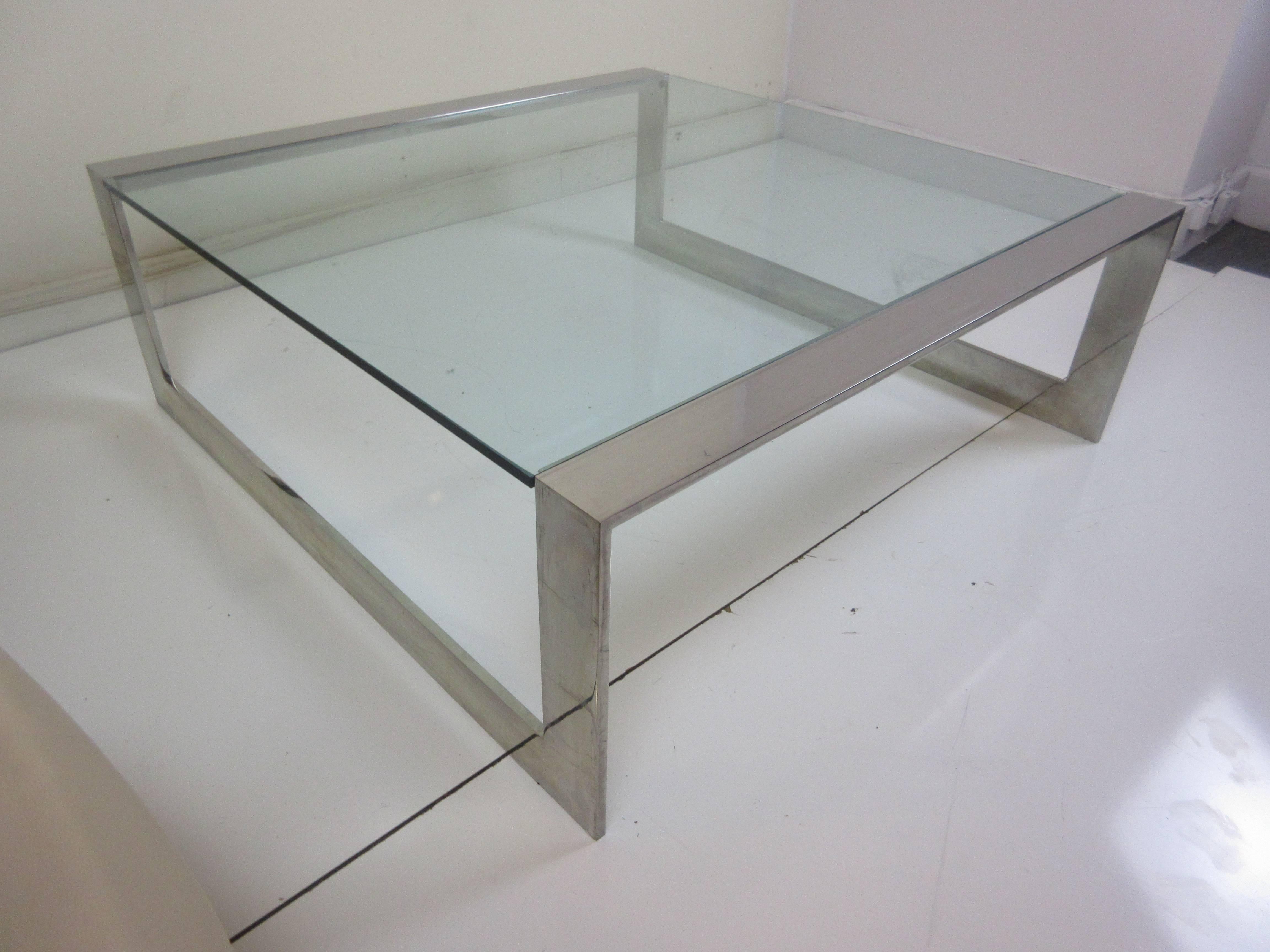 Mid-20th Century Lee Rosen for Pace Aluminum and Glass Coffee Table