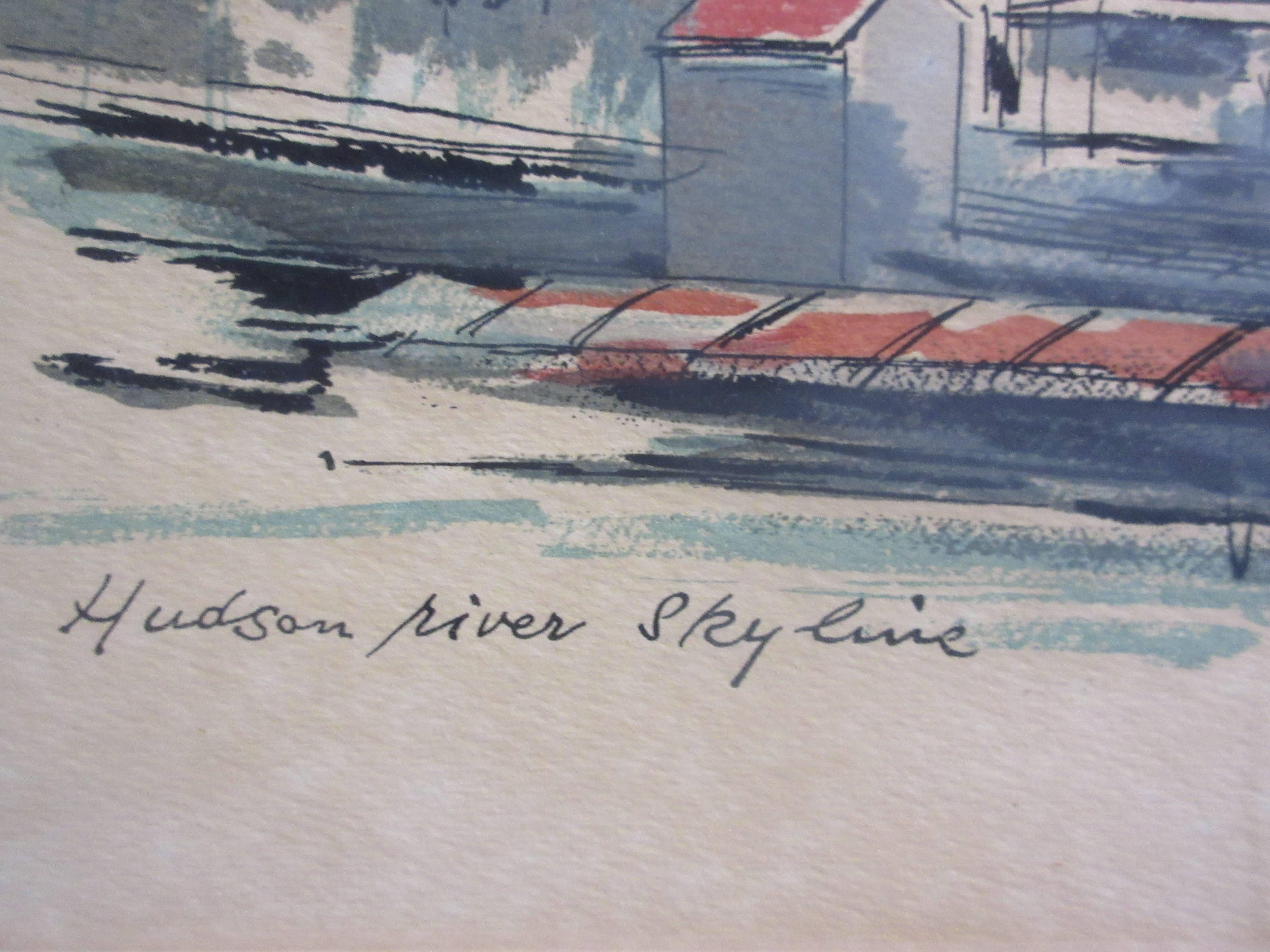 Mid-Century Modern John Haymson Hudson River Skyline Print