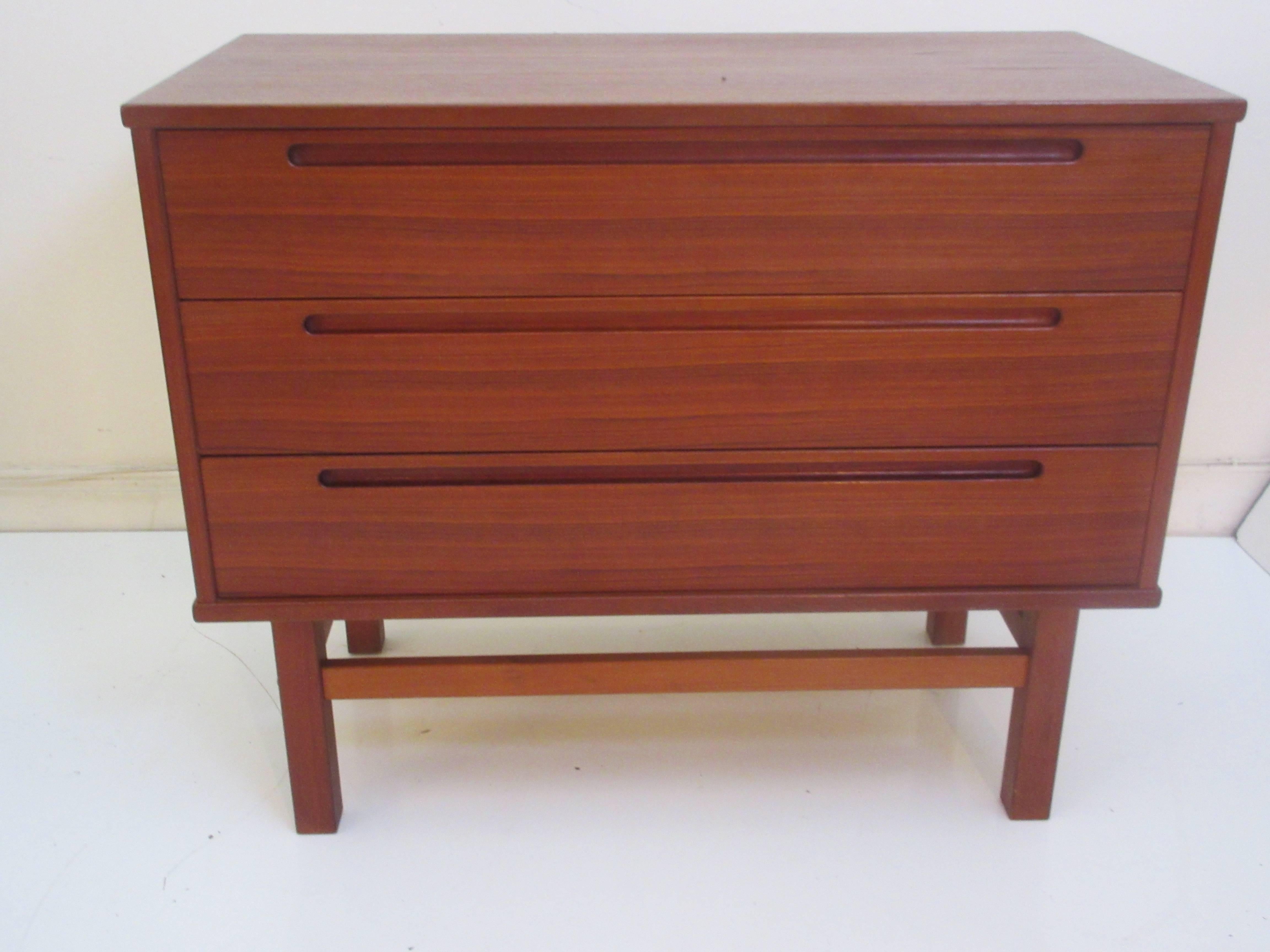 Teak Danish three-drawer chest 