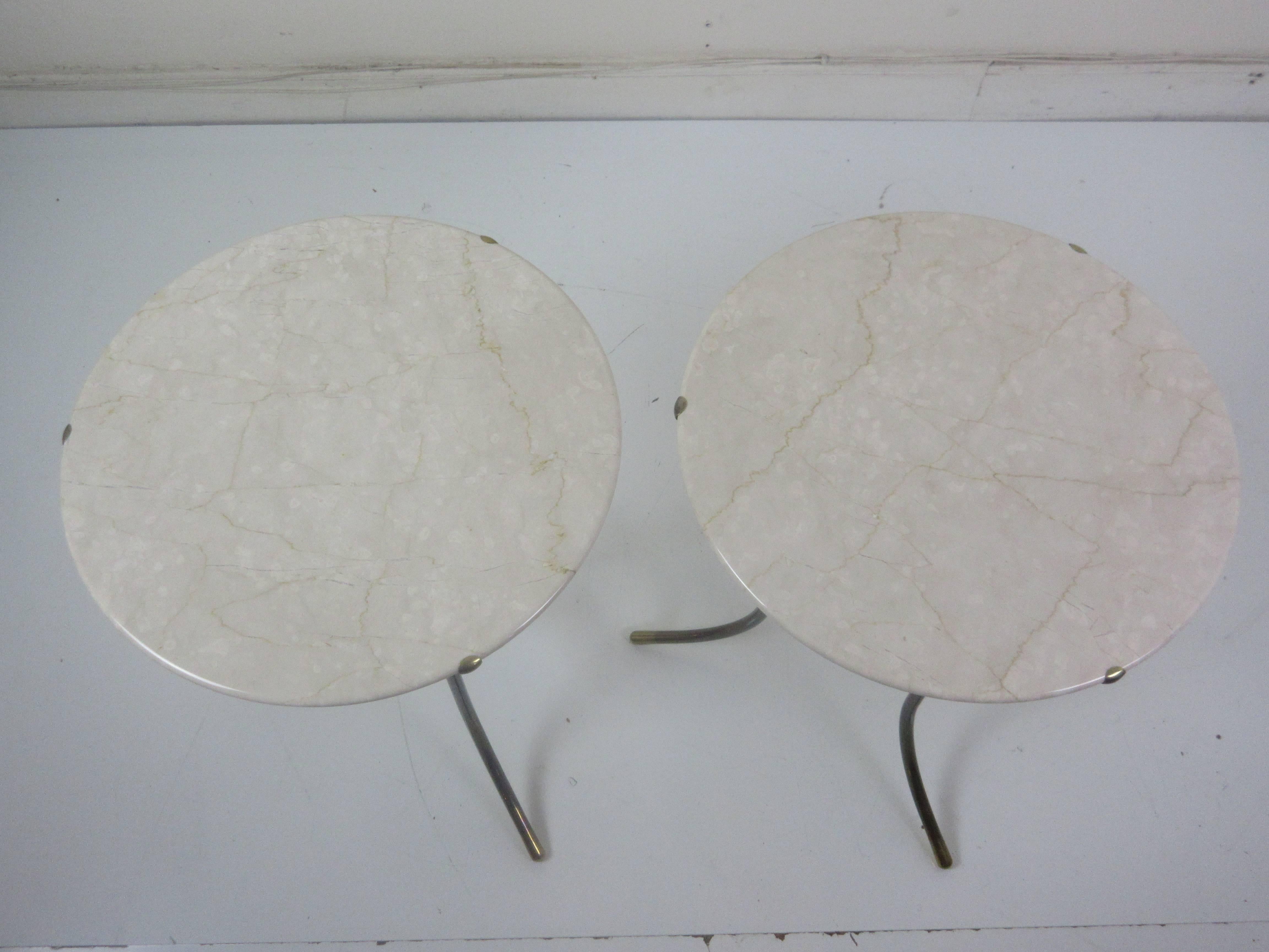 Cedric Hartman Marble and Brass End Tables 4